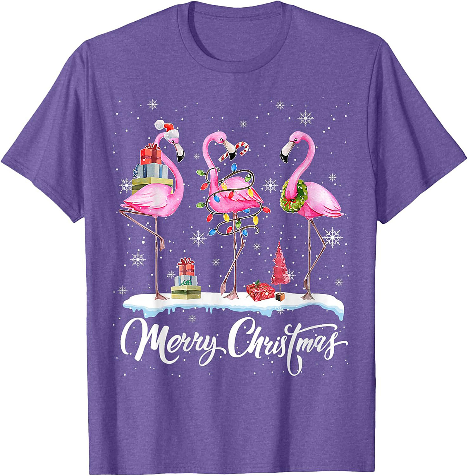 Funny Flamingo Christmas T-Shirt Holiday Graphic Tee