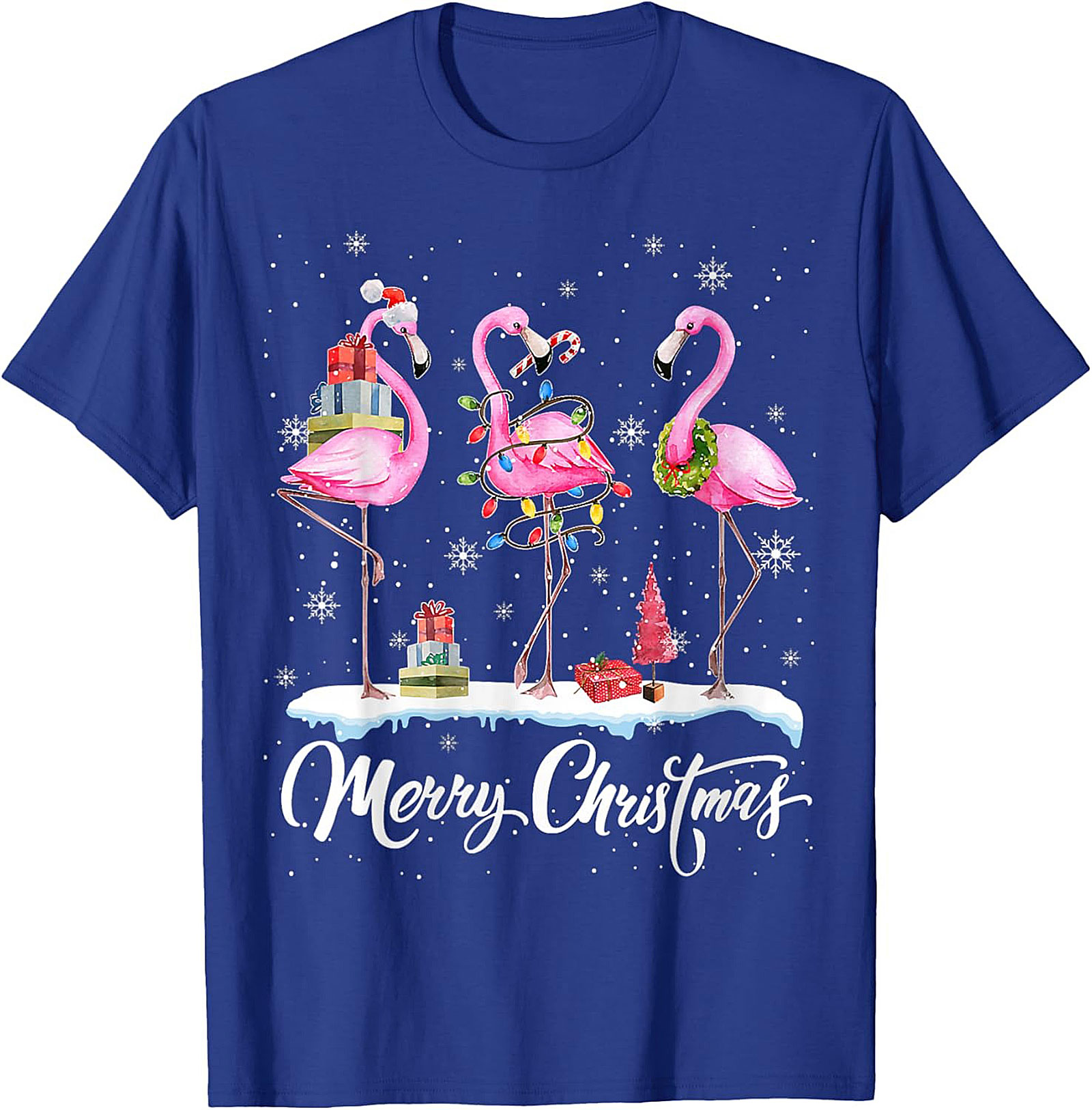 Funny Flamingo Christmas T-Shirt Holiday Graphic Tee