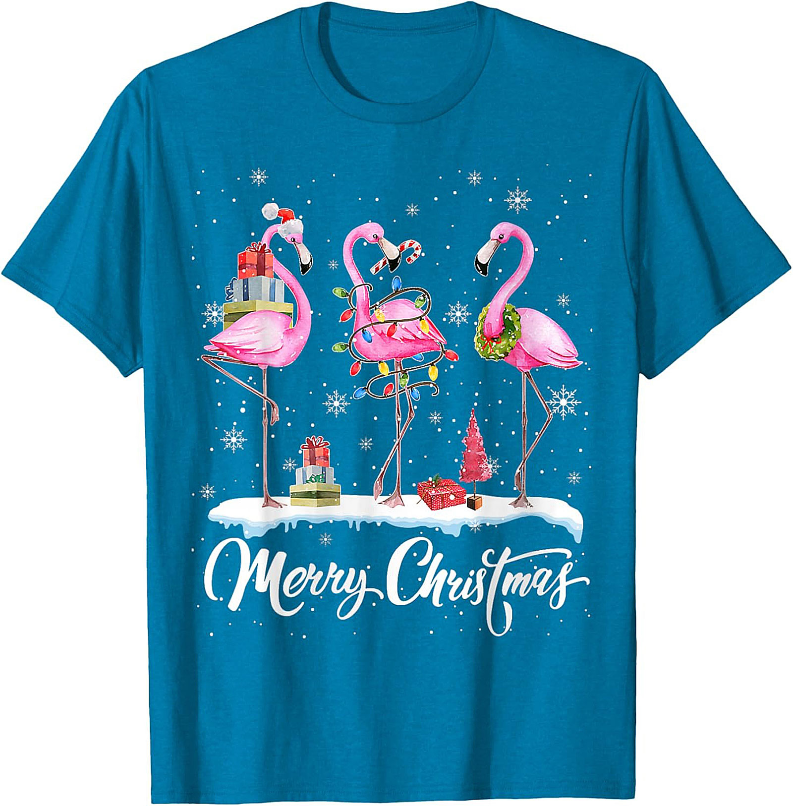 Funny Flamingo Christmas T-Shirt Holiday Graphic Tee