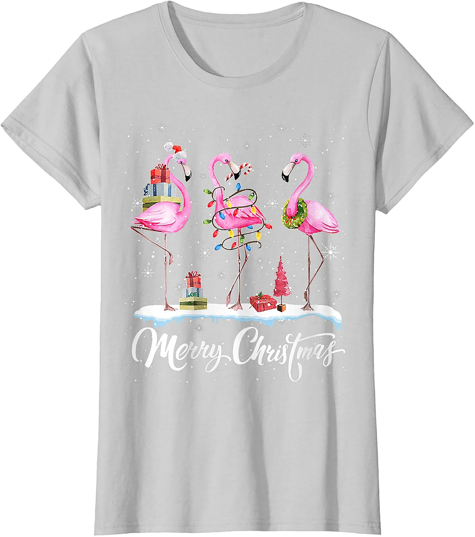 Funny Flamingo Christmas T-Shirt Holiday Graphic Tee