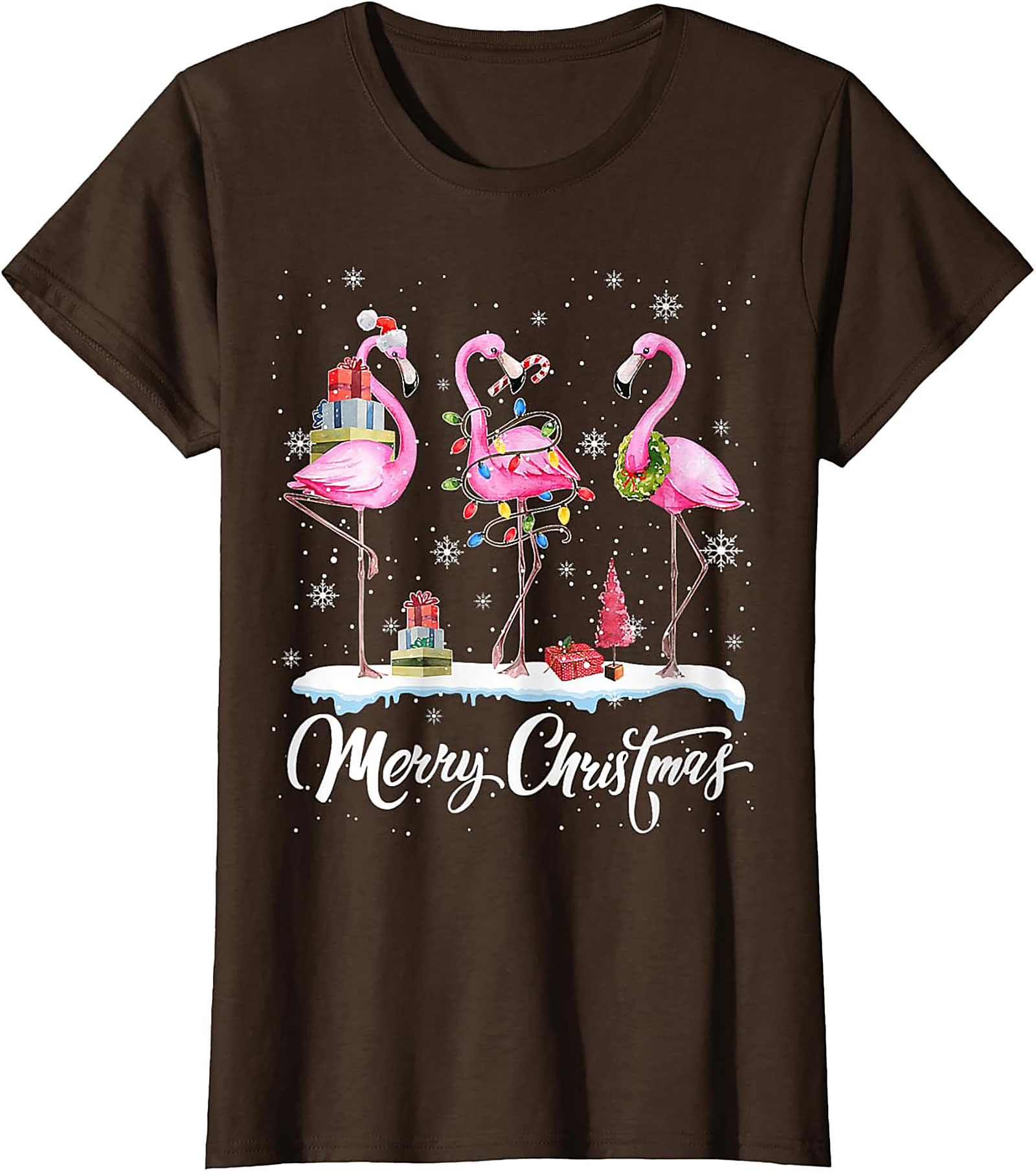 Funny Flamingo Christmas T-Shirt Holiday Graphic Tee