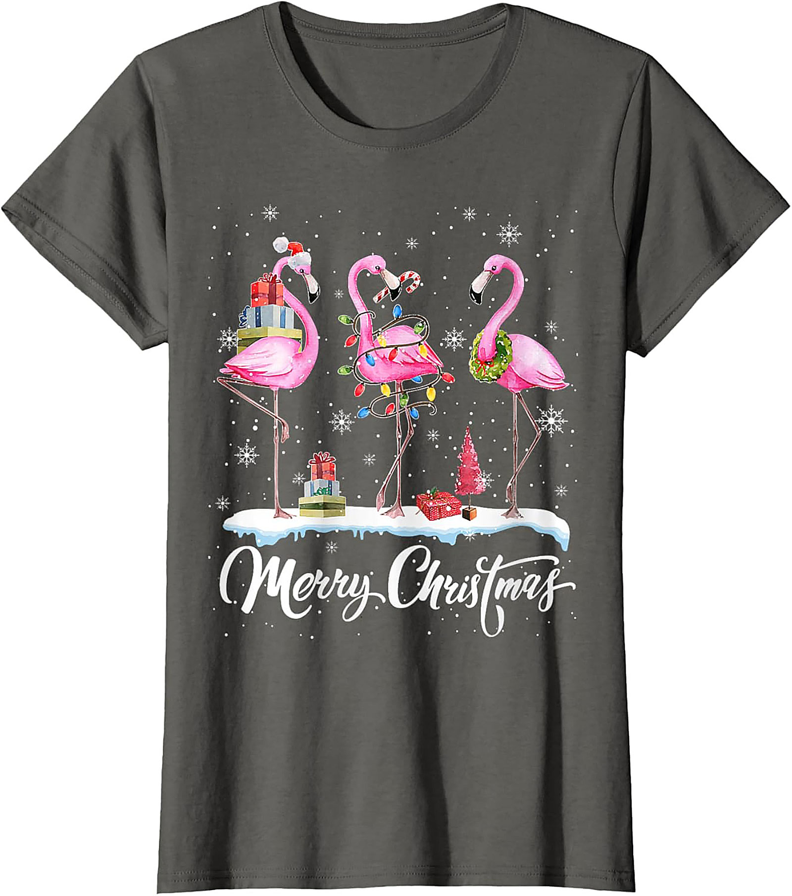 Funny Flamingo Christmas T-Shirt Holiday Graphic Tee
