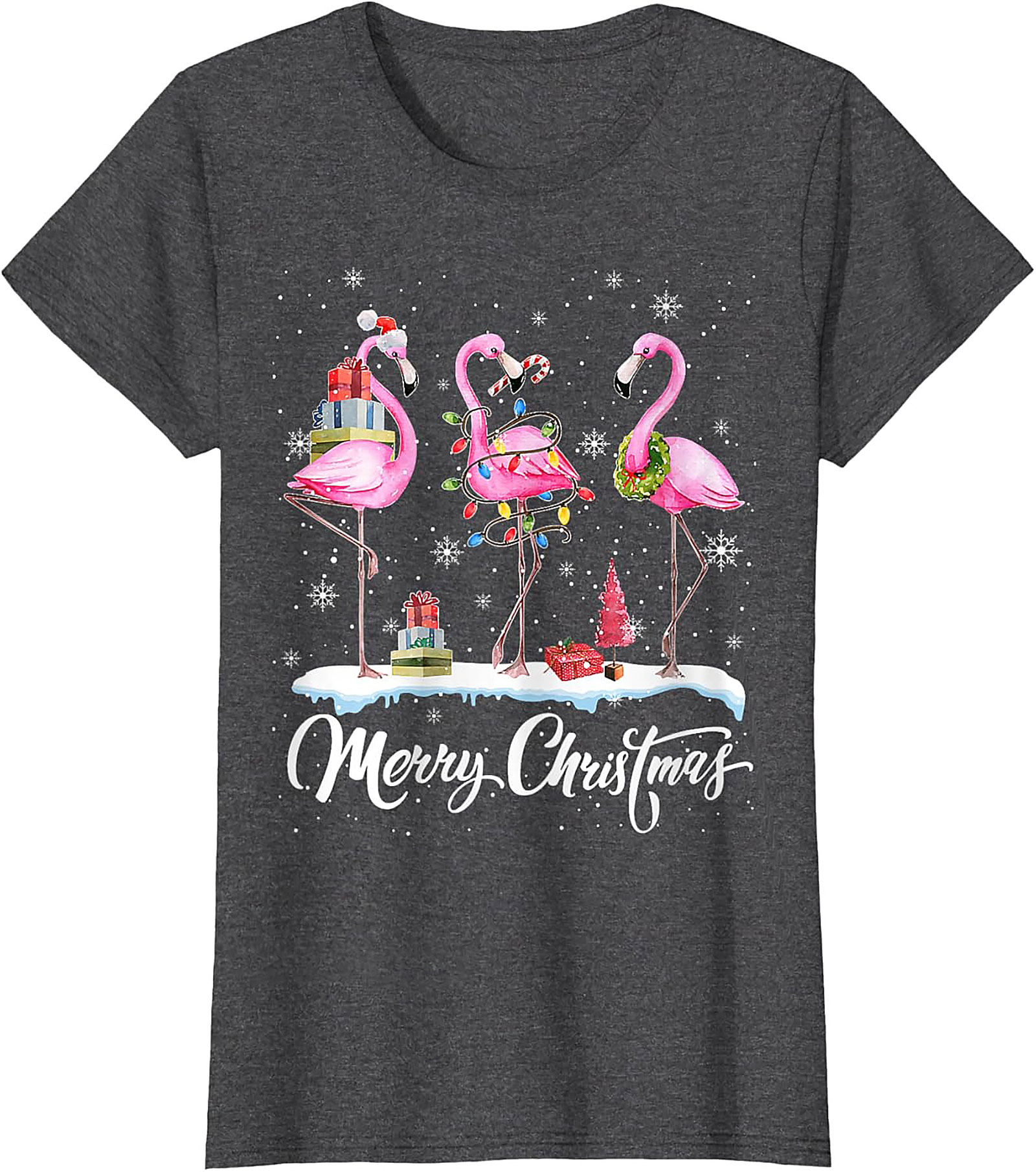 Funny Flamingo Christmas T-Shirt Holiday Graphic Tee