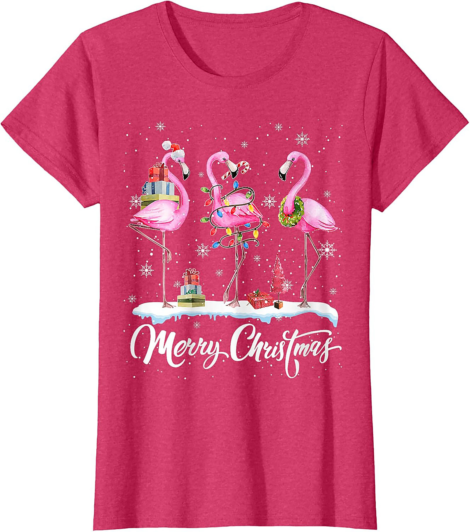 Funny Flamingo Christmas T-Shirt Holiday Graphic Tee