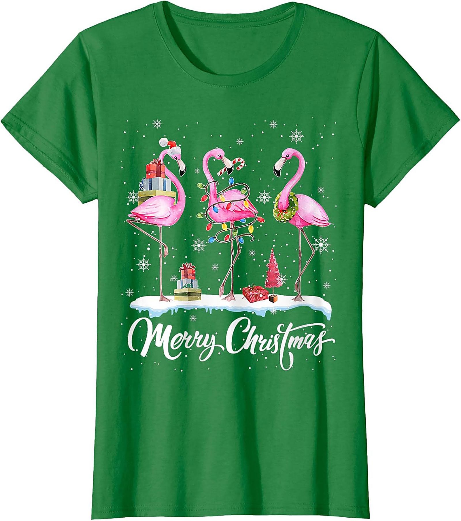 Funny Flamingo Christmas T-Shirt Holiday Graphic Tee