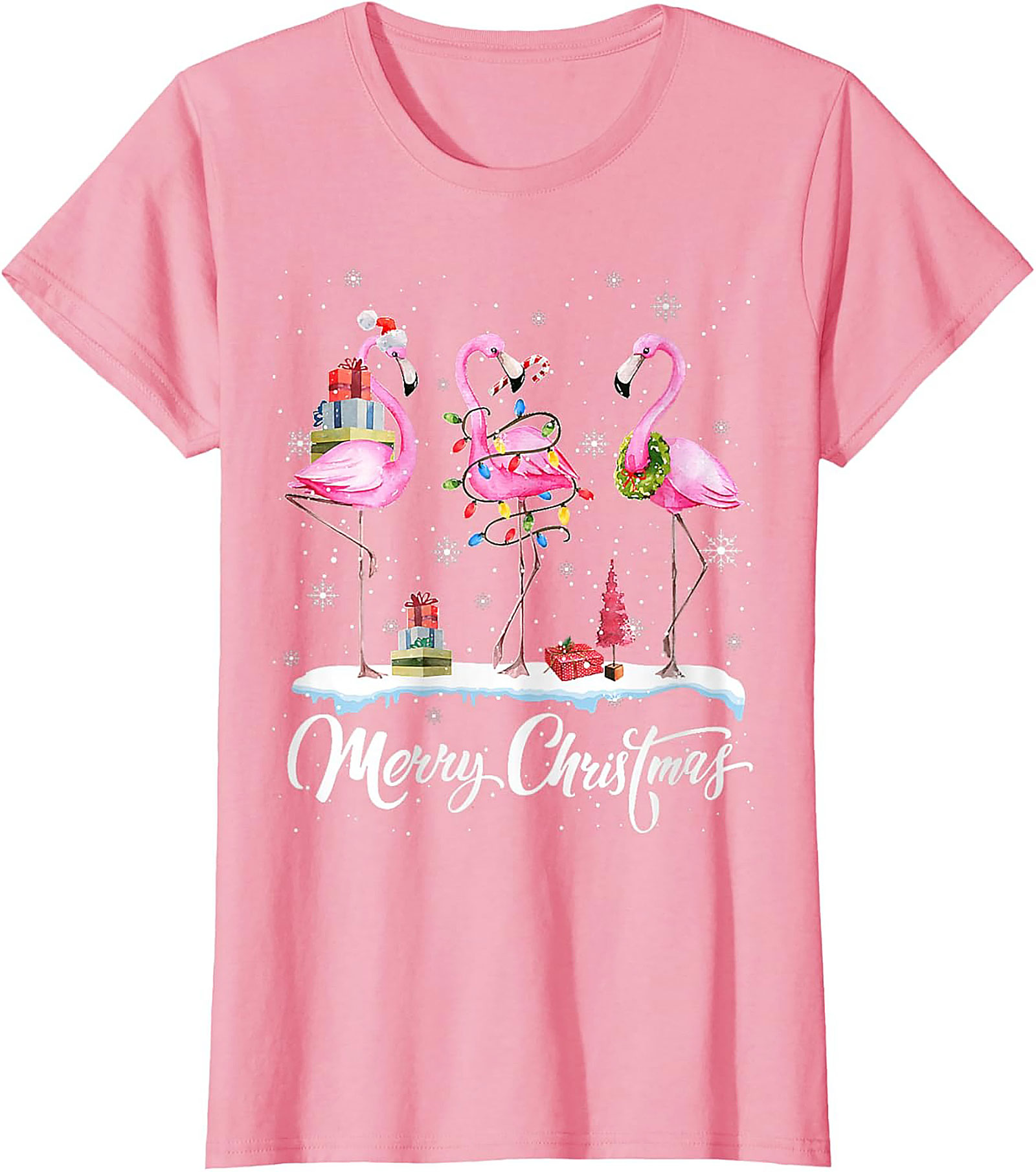 Funny Flamingo Christmas T-Shirt Holiday Graphic Tee