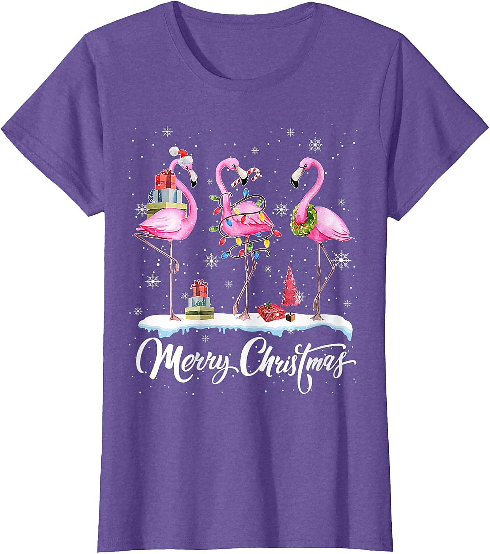 Funny Flamingo Christmas T-Shirt Holiday Graphic Tee