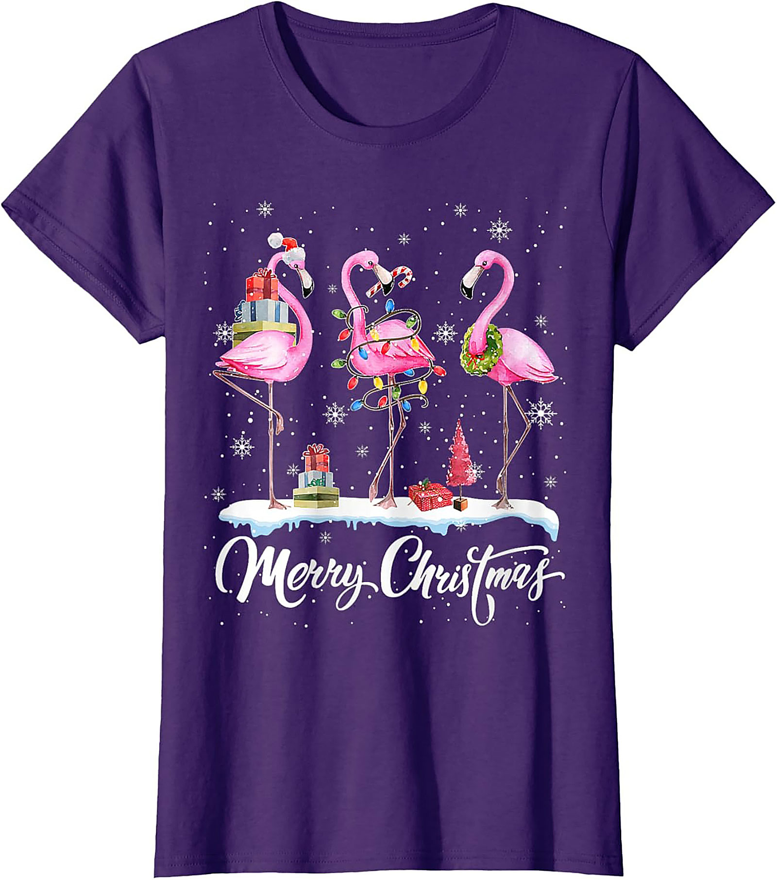 Funny Flamingo Christmas T-Shirt Holiday Graphic Tee