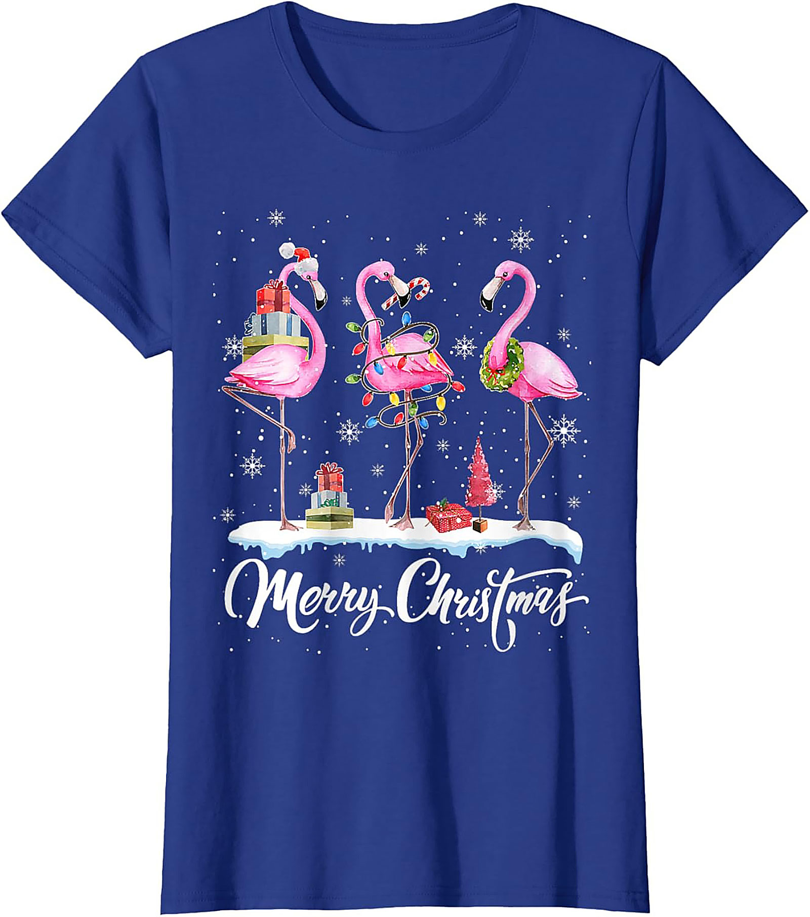 Funny Flamingo Christmas T-Shirt Holiday Graphic Tee