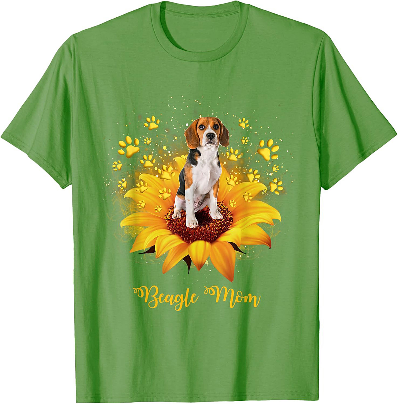 Beagle Mom T-shirt: Sunflower & Paw Print Graphic Tee