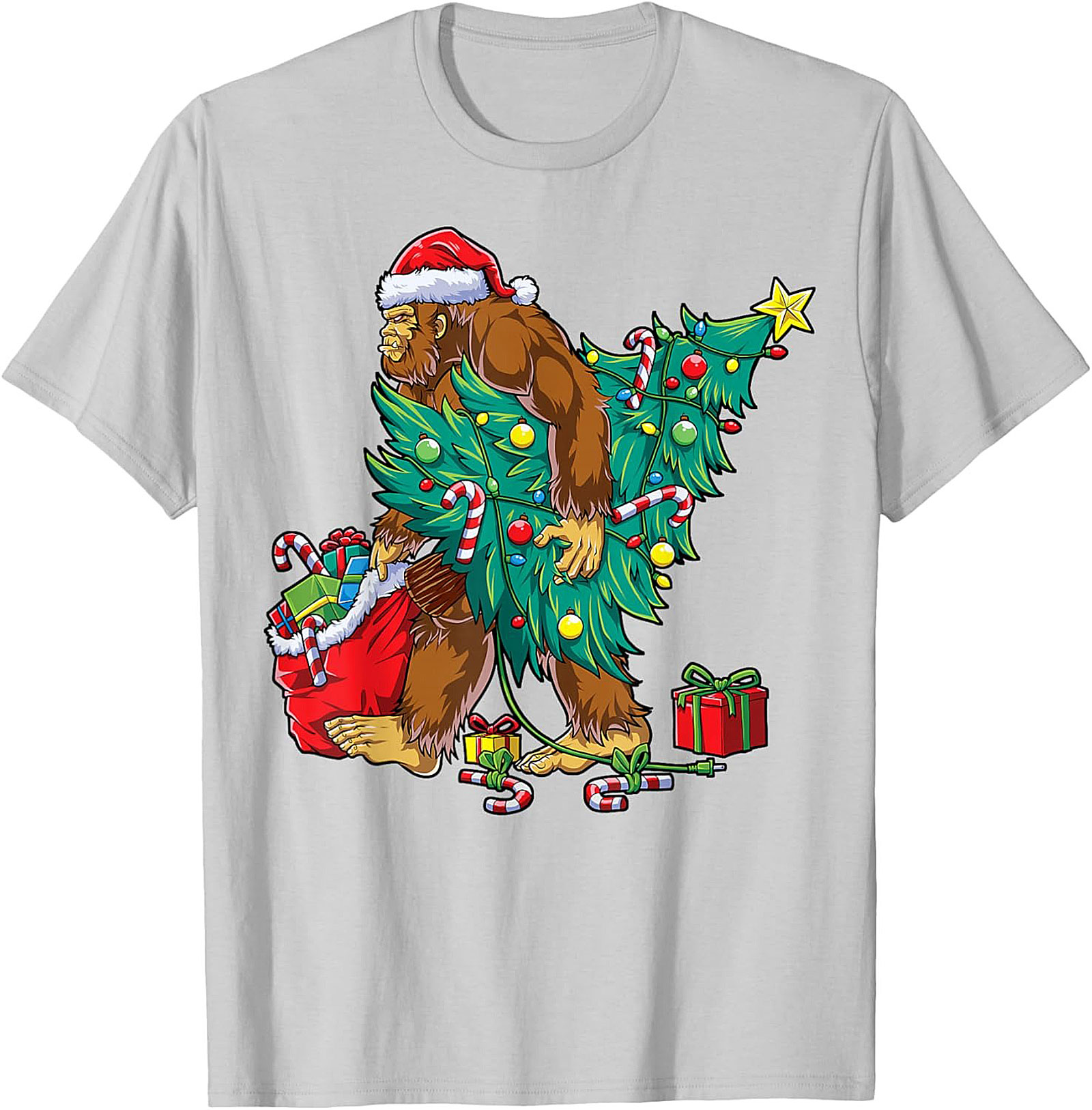 Funny Bigfoot Christmas T-shirt Sasquatch Graphic Tee