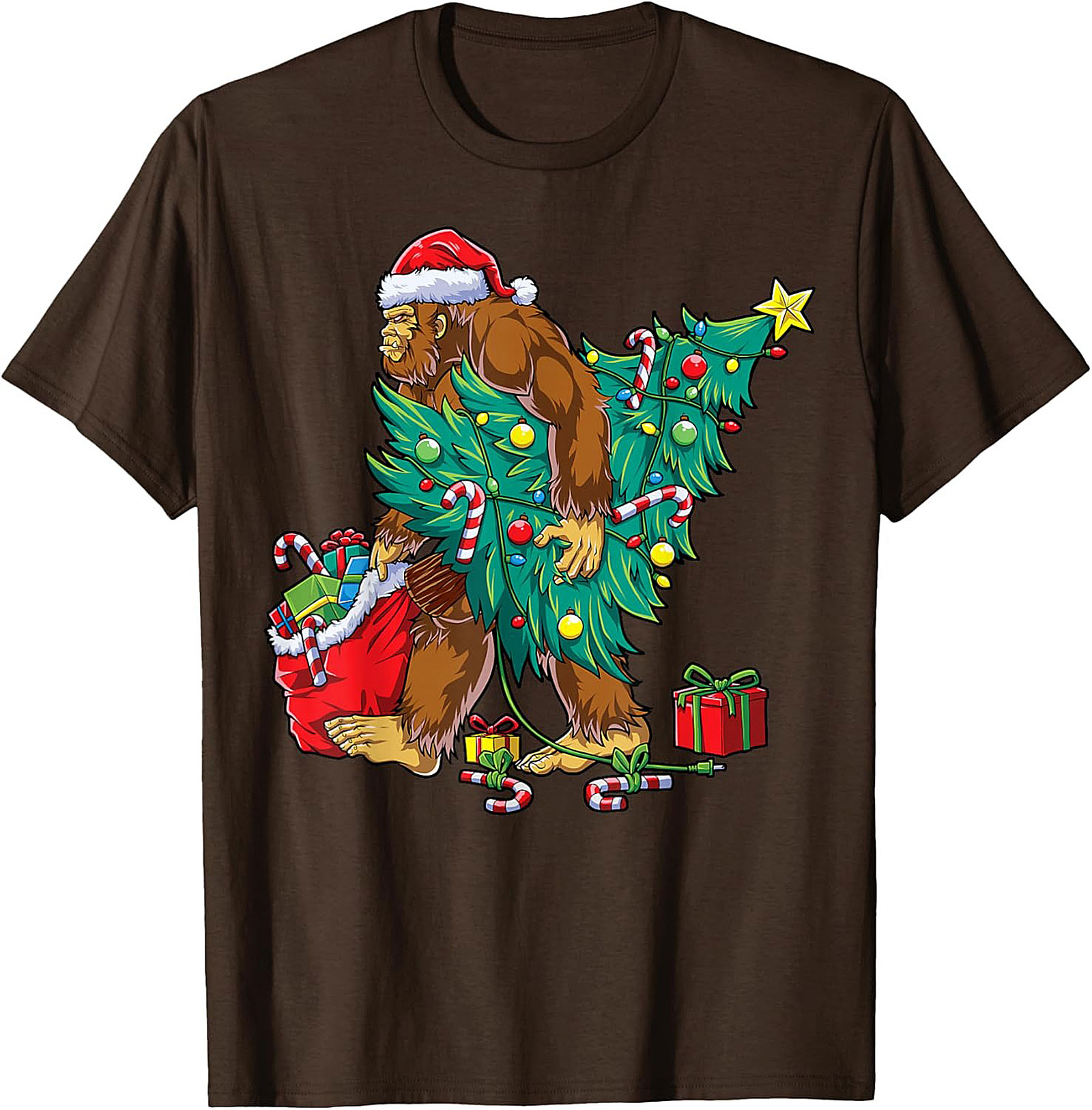 Funny Bigfoot Christmas T-shirt Sasquatch Graphic Tee