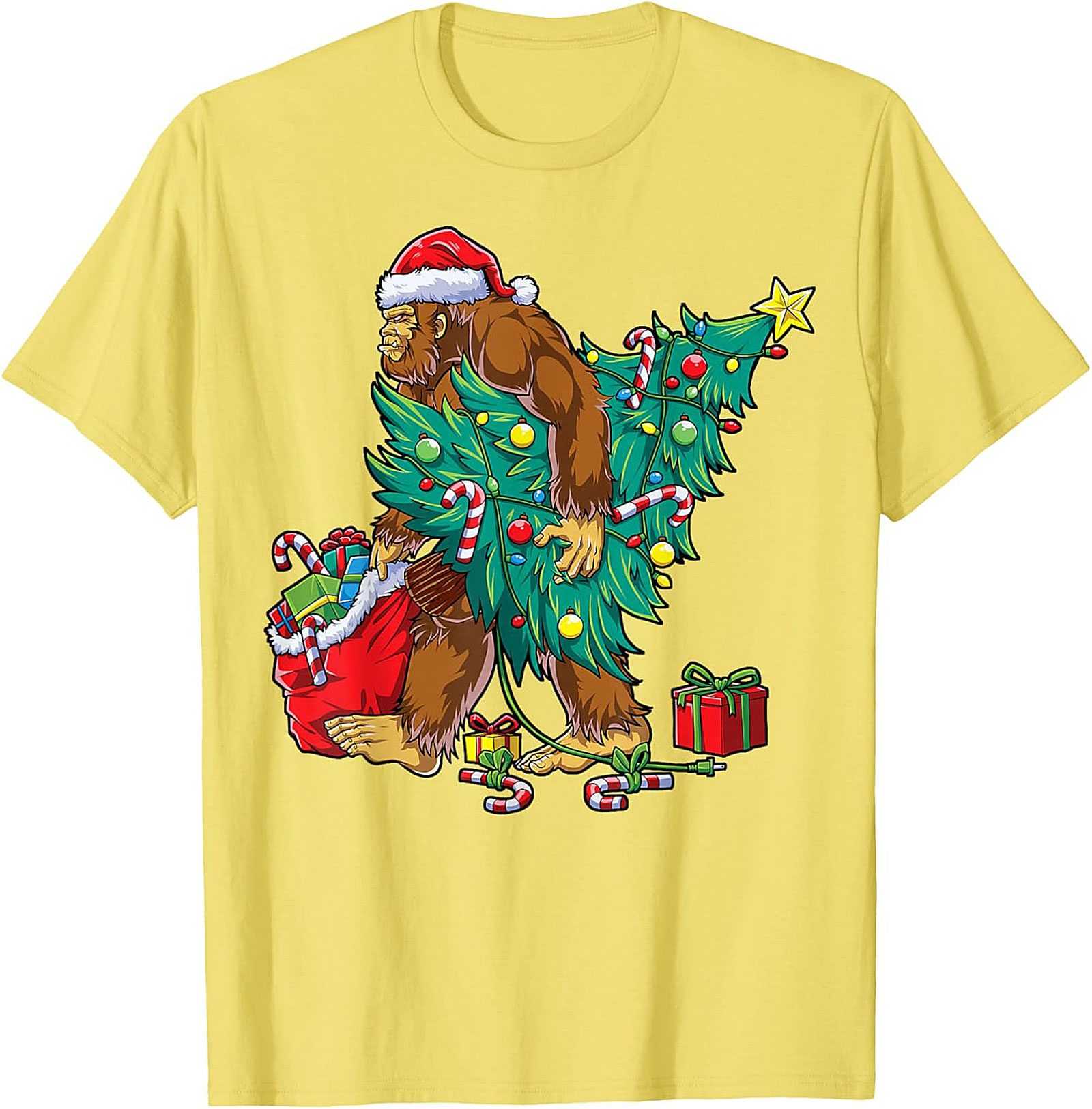 Funny Bigfoot Christmas T-shirt Sasquatch Graphic Tee