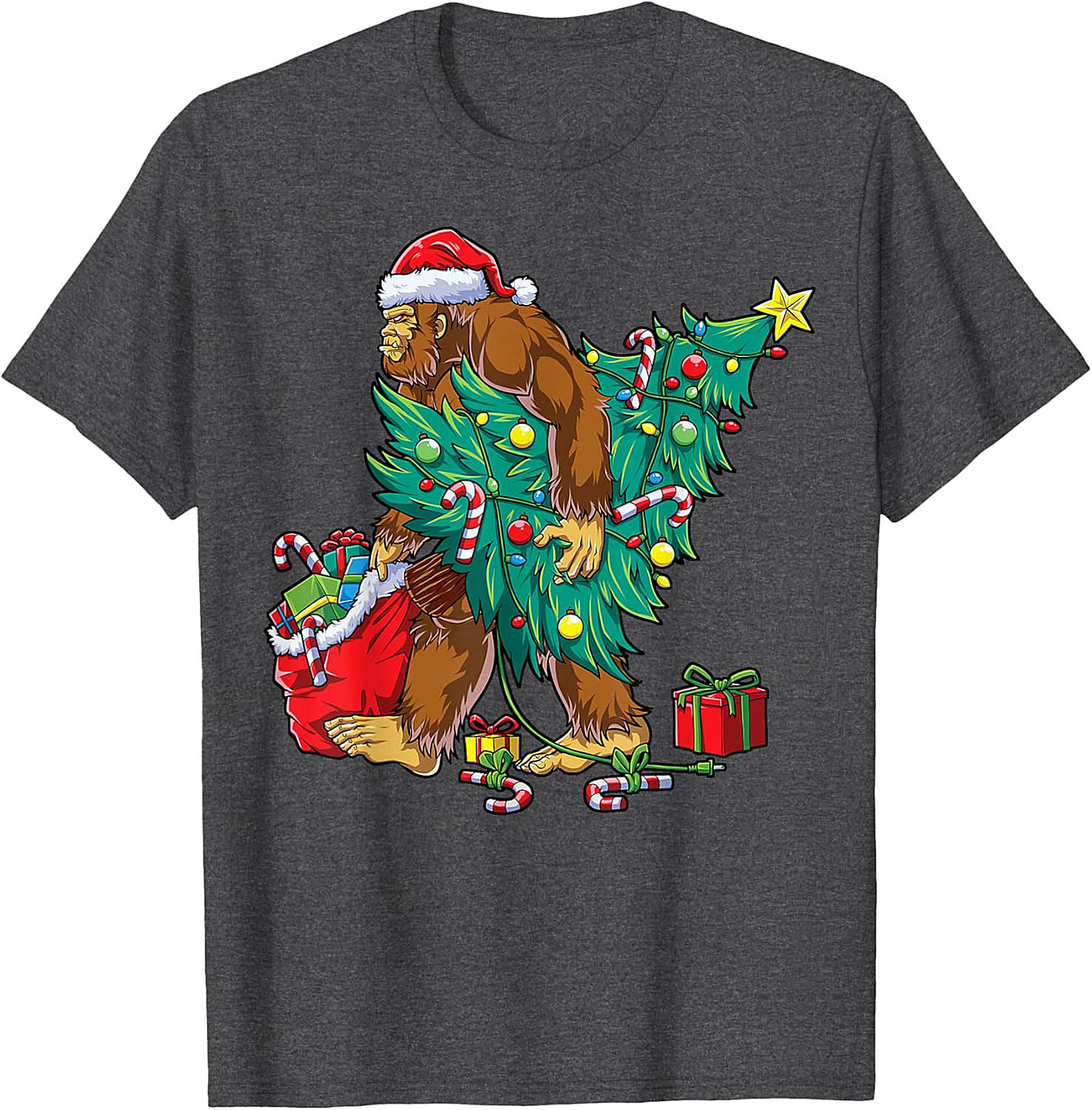 Funny Bigfoot Christmas T-shirt Sasquatch Graphic Tee