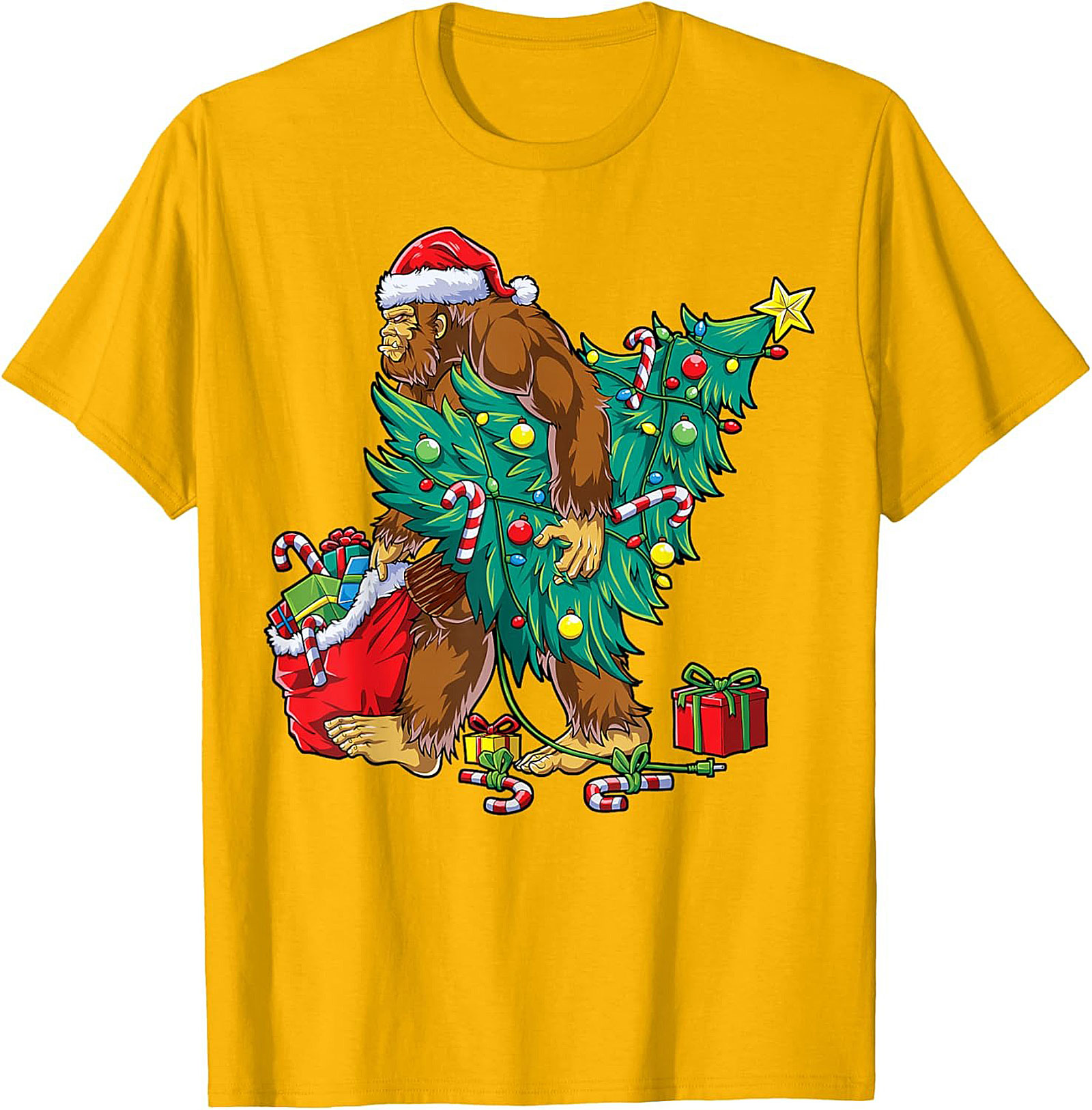 Funny Bigfoot Christmas T-shirt Sasquatch Graphic Tee