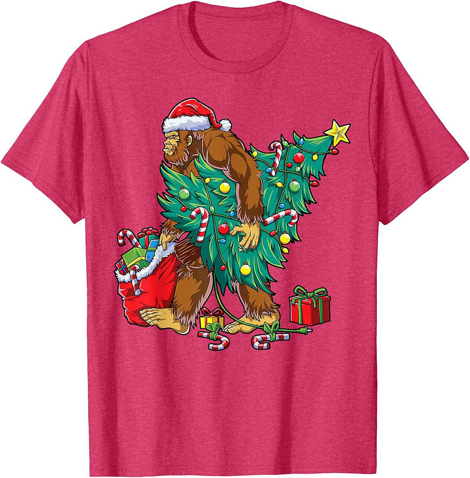 Funny Bigfoot Christmas T-shirt Sasquatch Graphic Tee
