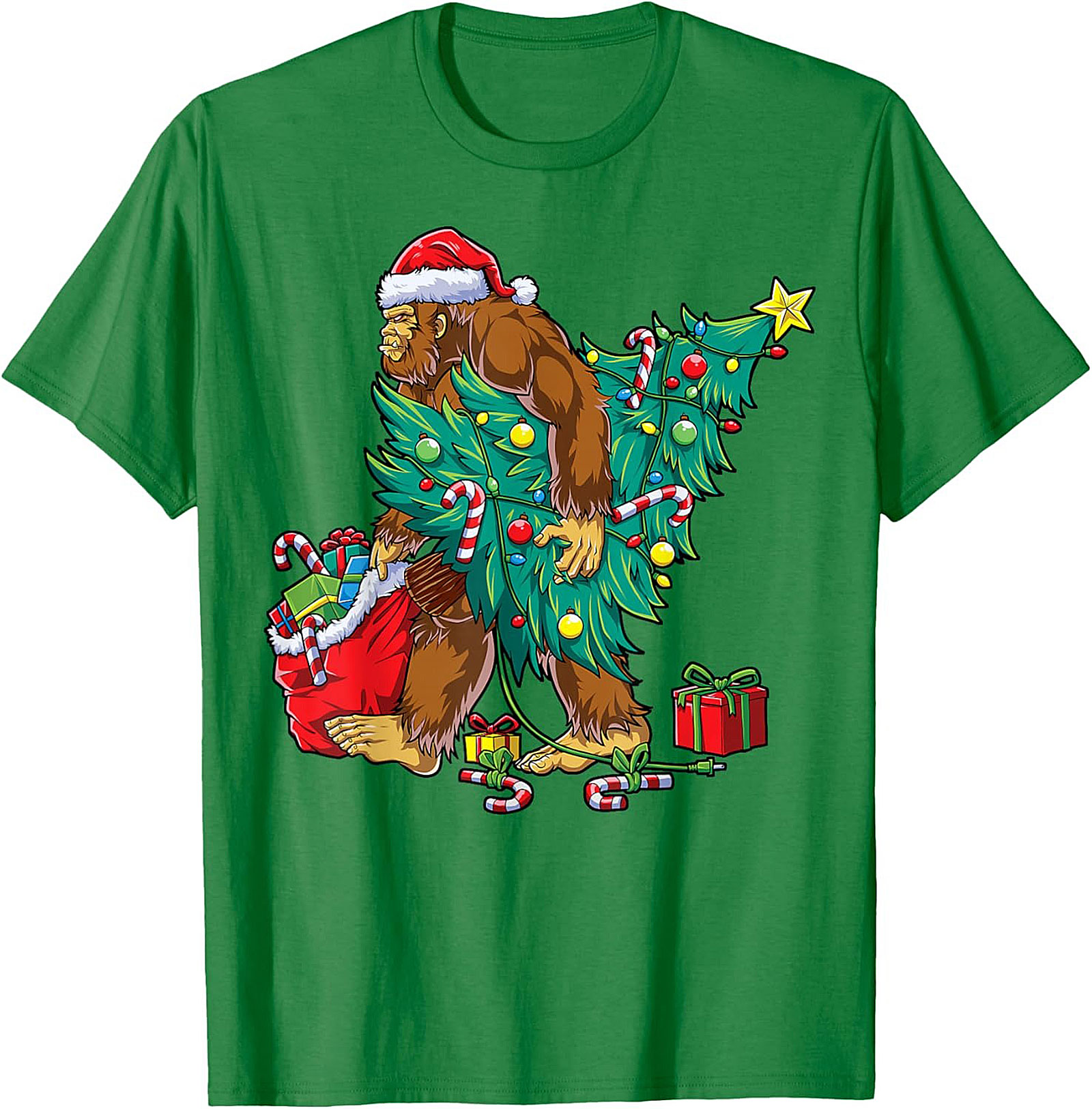 Funny Bigfoot Christmas T-shirt Sasquatch Graphic Tee