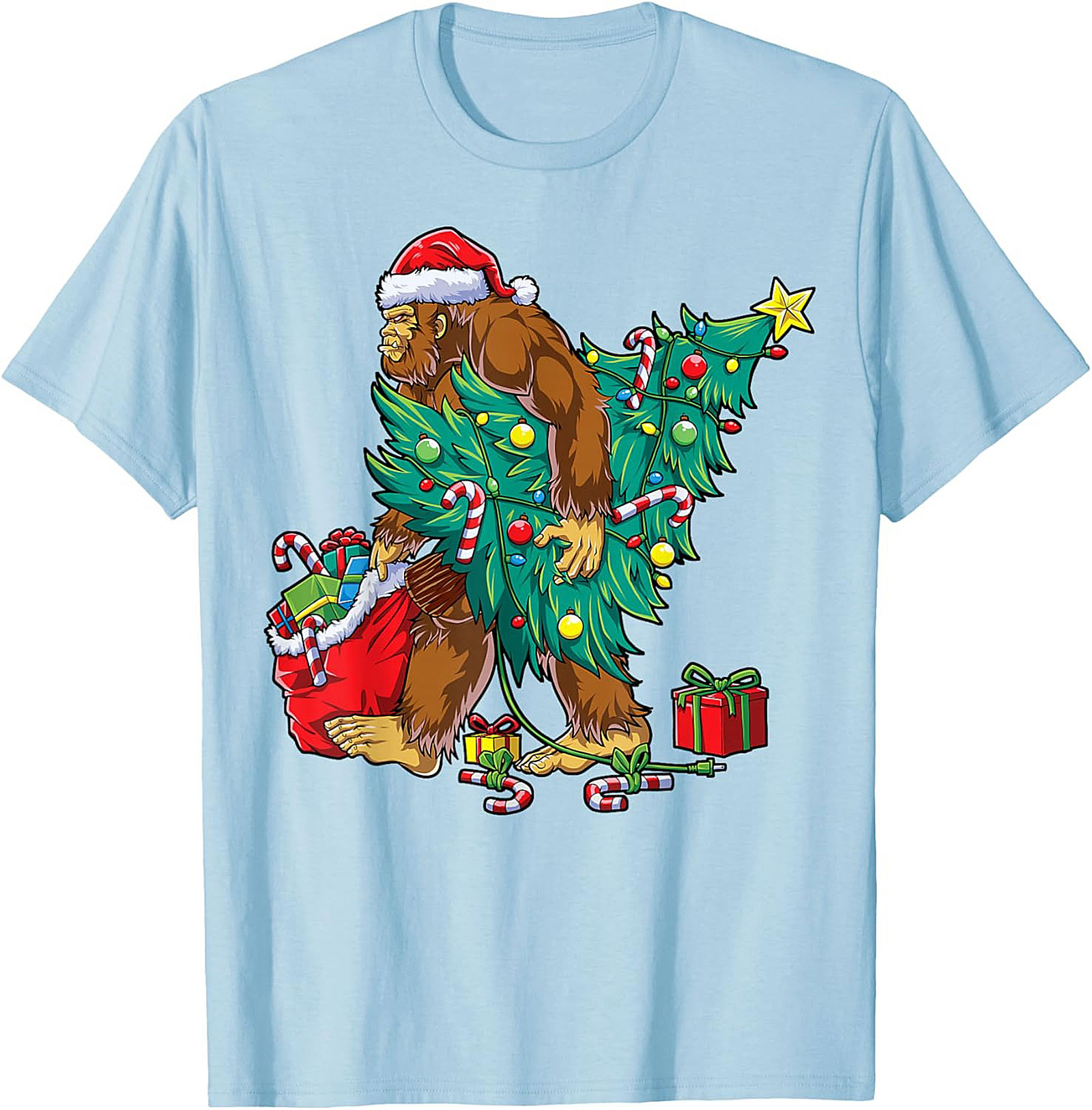 Funny Bigfoot Christmas T-shirt Sasquatch Graphic Tee