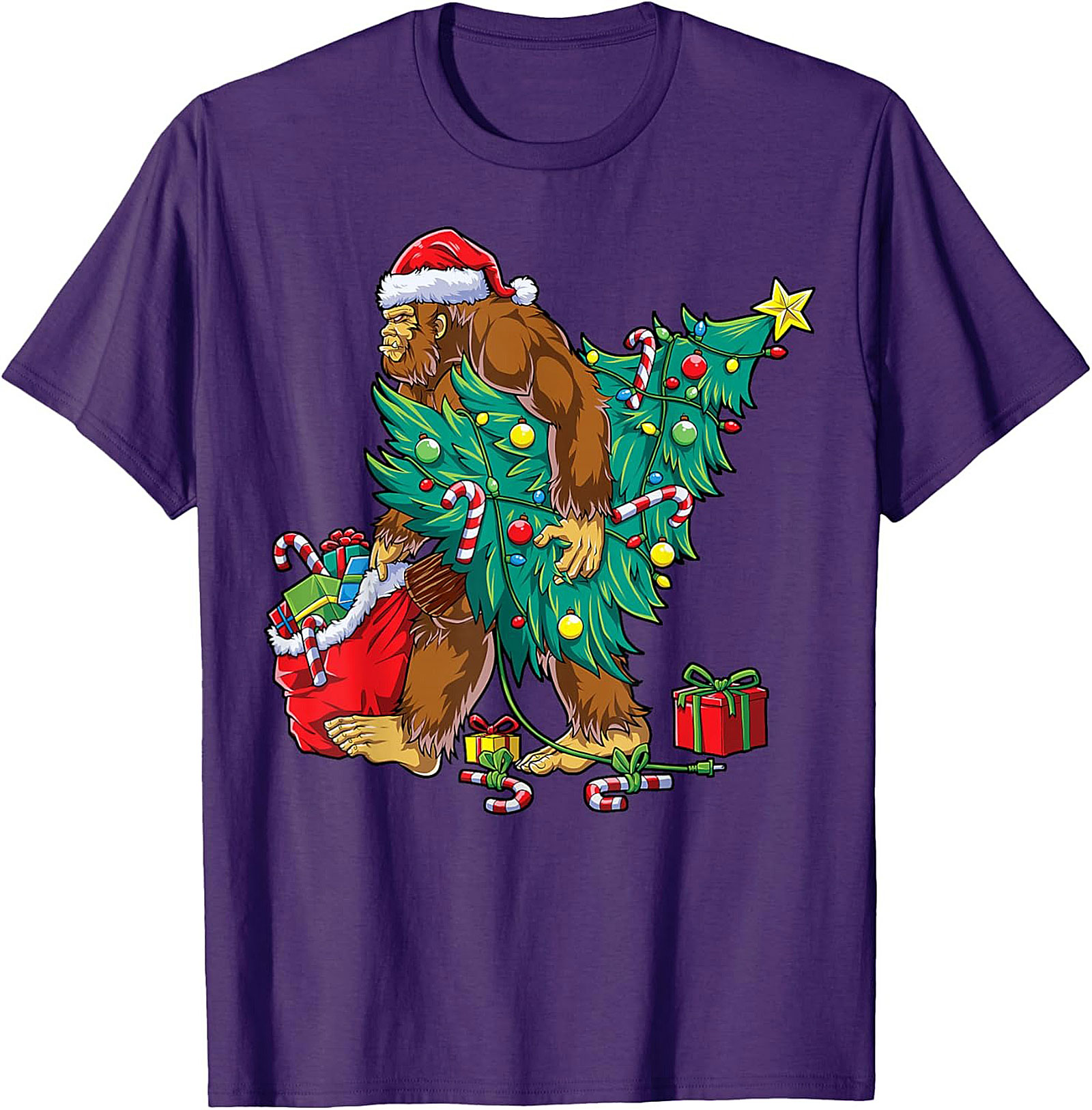 Funny Bigfoot Christmas T-shirt Sasquatch Graphic Tee
