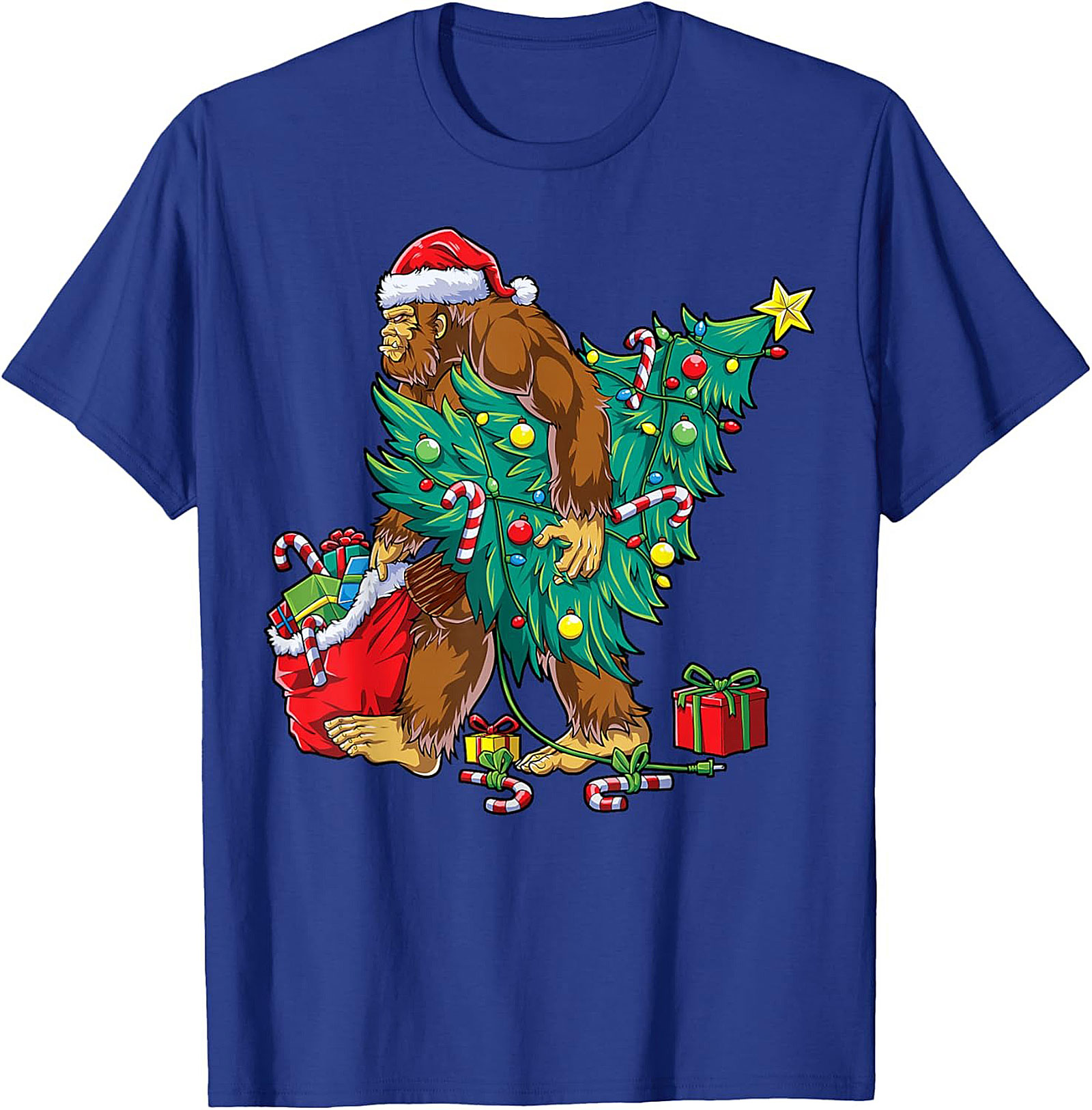 Funny Bigfoot Christmas T-shirt Sasquatch Graphic Tee