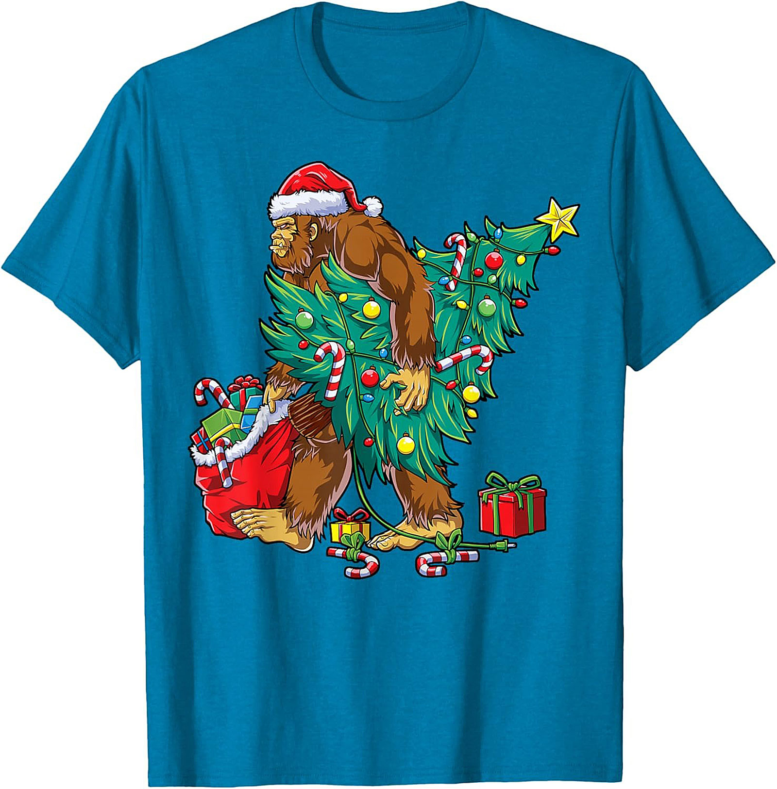 Funny Bigfoot Christmas T-shirt Sasquatch Graphic Tee