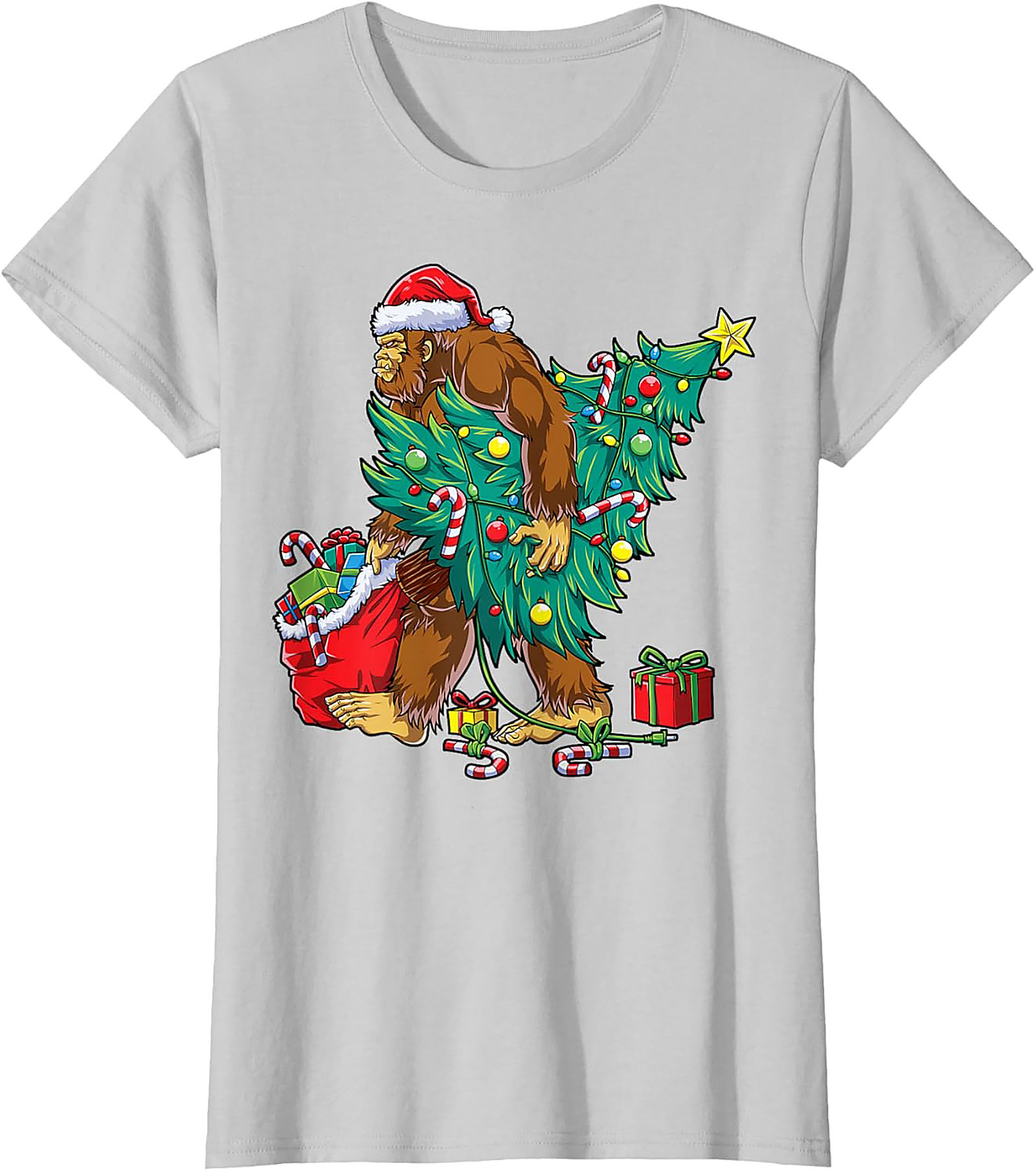 Funny Bigfoot Christmas T-shirt Sasquatch Graphic Tee