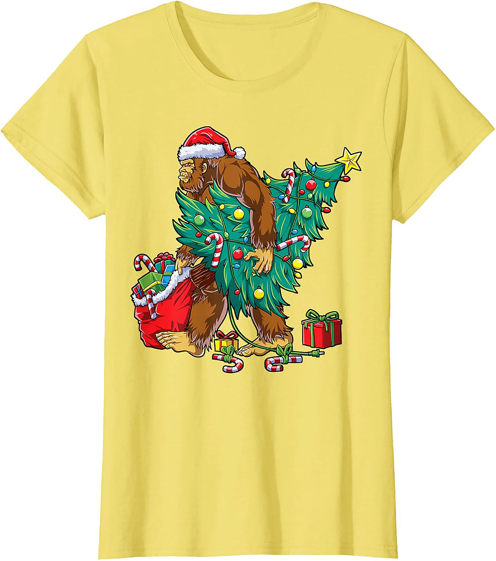 Funny Bigfoot Christmas T-shirt Sasquatch Graphic Tee
