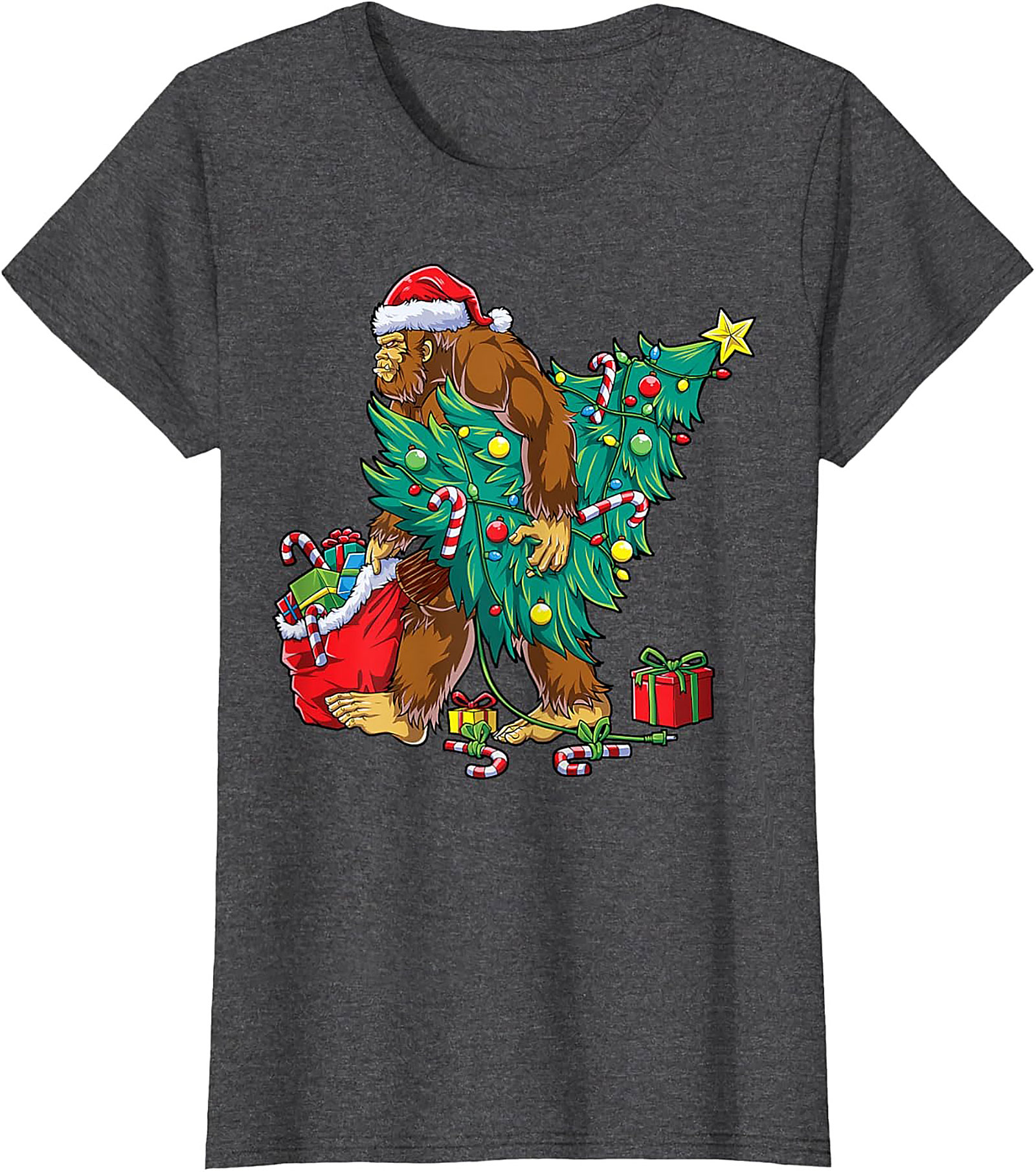 Funny Bigfoot Christmas T-shirt Sasquatch Graphic Tee