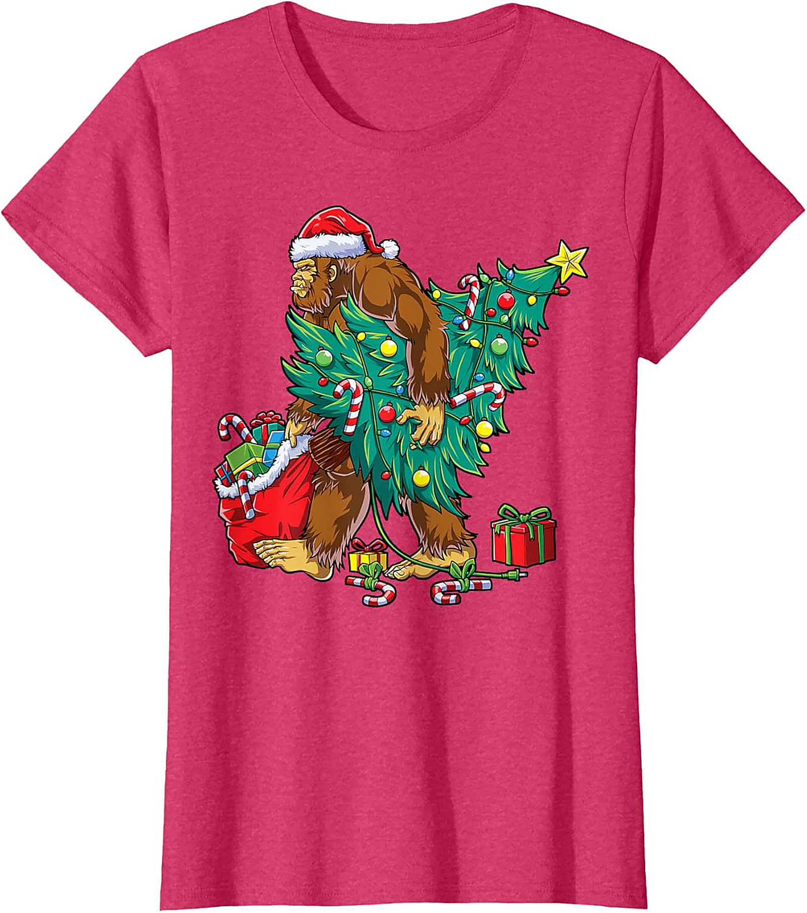 Funny Bigfoot Christmas T-shirt Sasquatch Graphic Tee