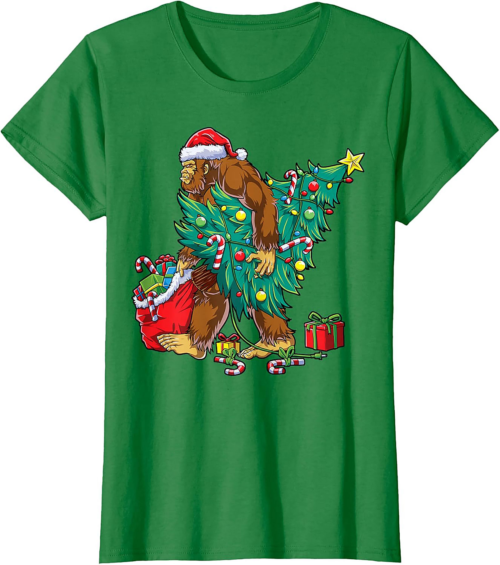 Funny Bigfoot Christmas T-shirt Sasquatch Graphic Tee