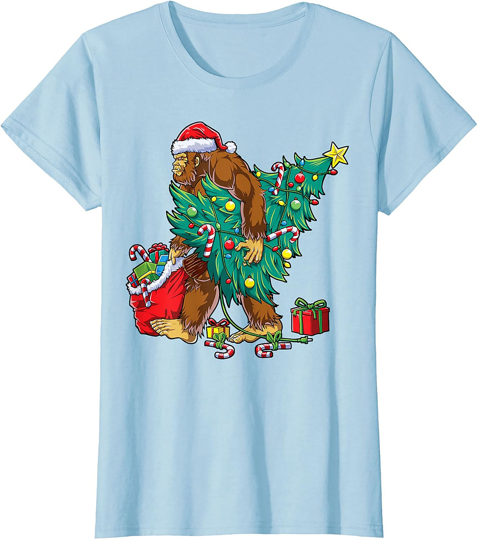Funny Bigfoot Christmas T-shirt Sasquatch Graphic Tee