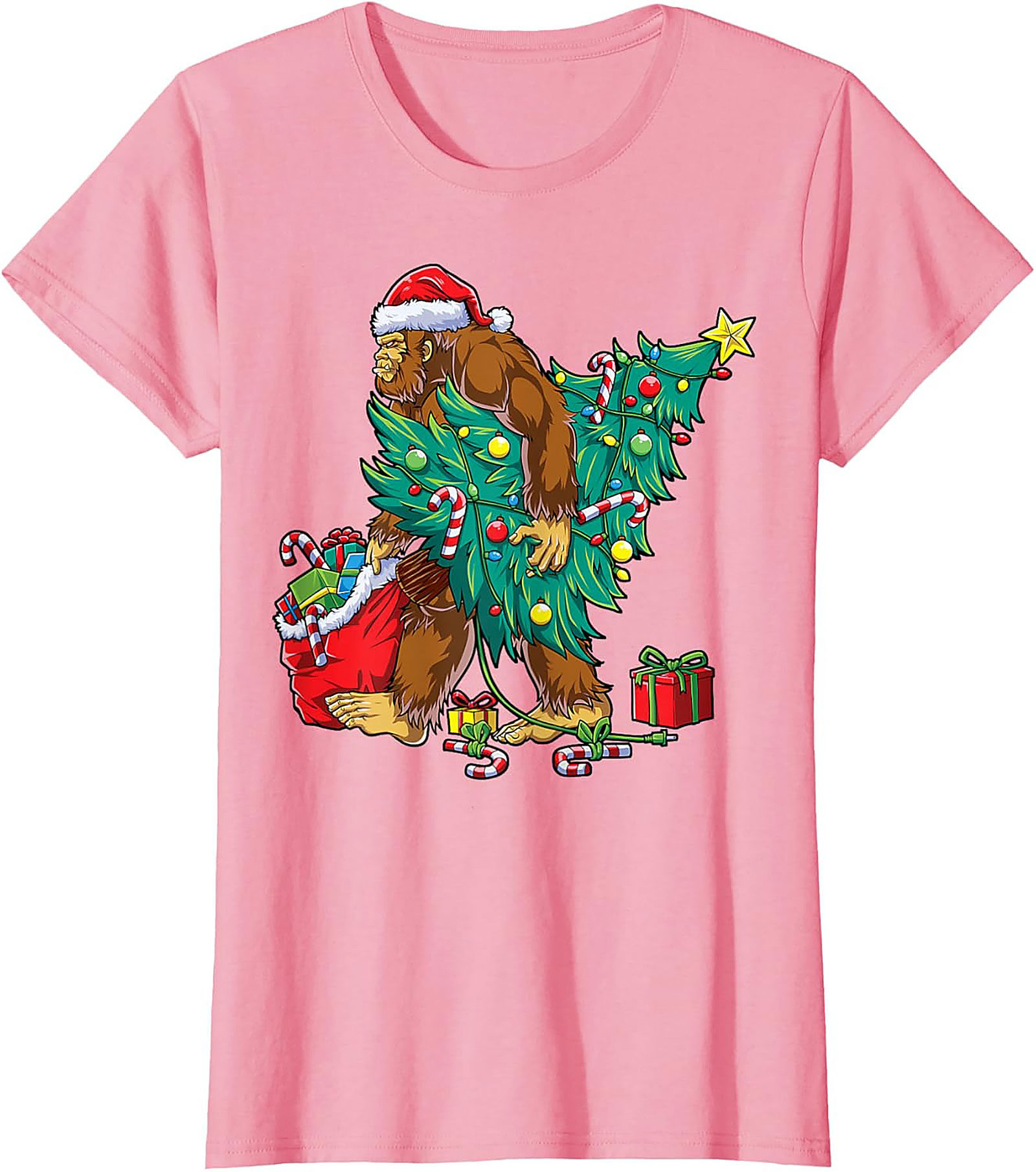 Funny Bigfoot Christmas T-shirt Sasquatch Graphic Tee