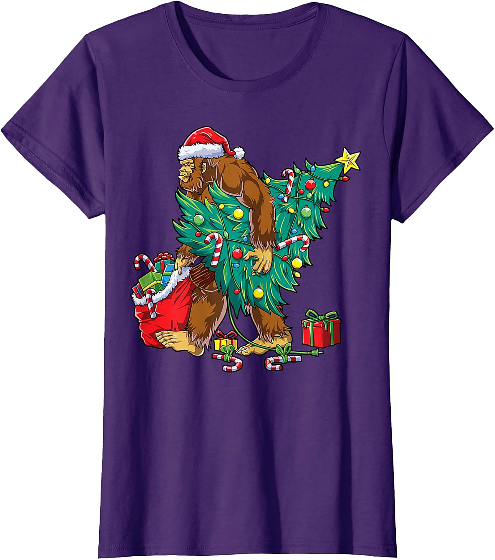 Funny Bigfoot Christmas T-shirt Sasquatch Graphic Tee