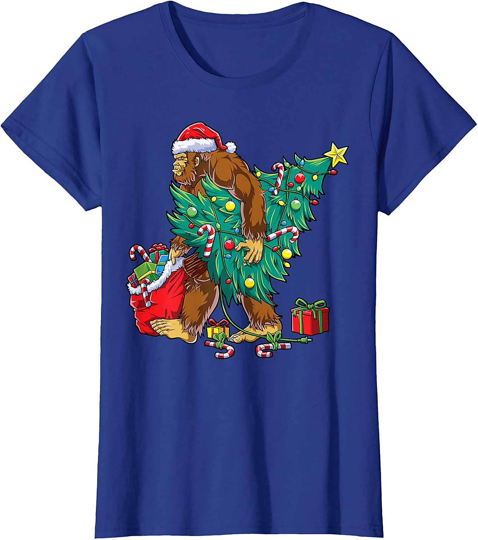 Funny Bigfoot Christmas T-shirt Sasquatch Graphic Tee