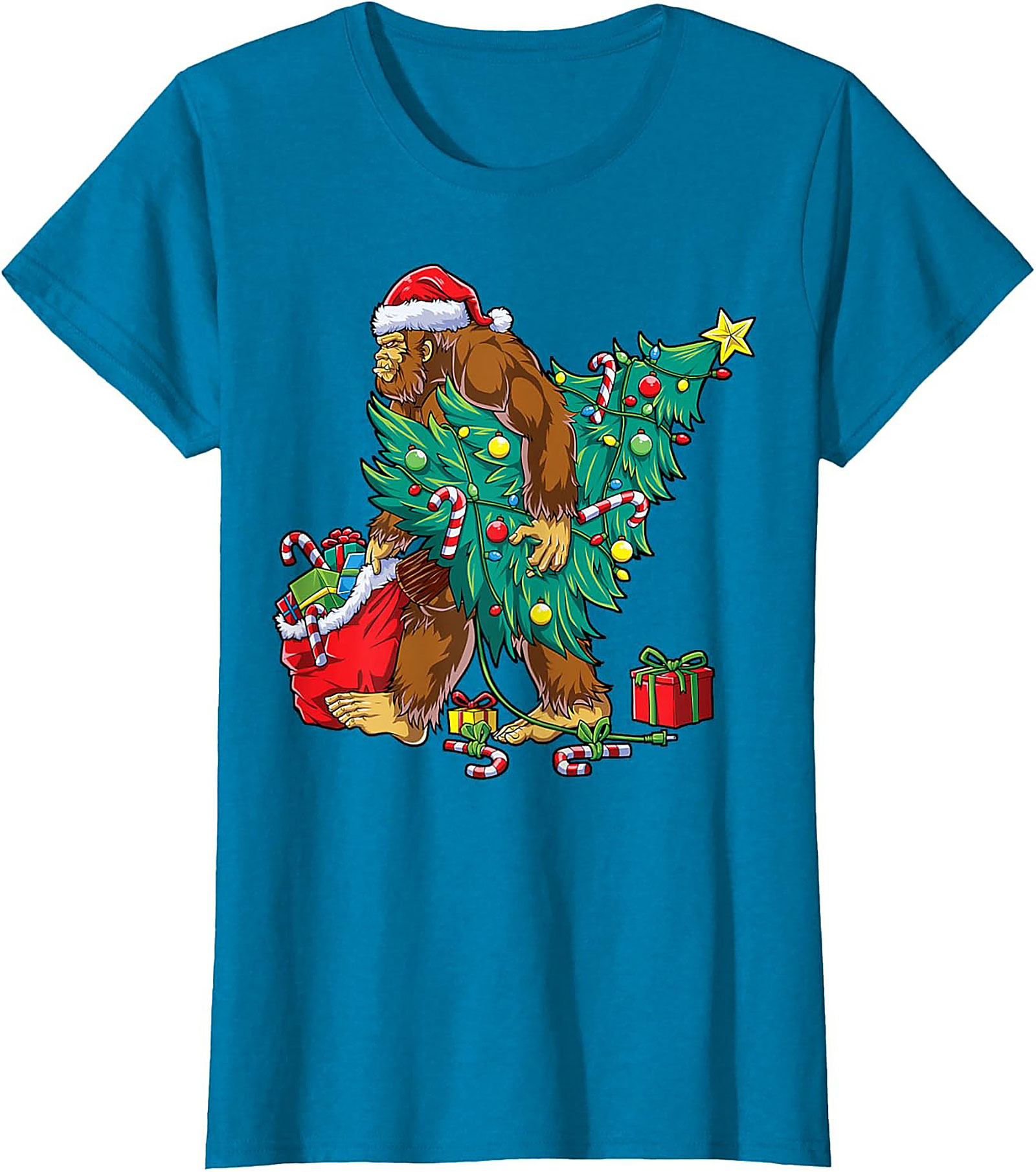 Funny Bigfoot Christmas T-shirt Sasquatch Graphic Tee