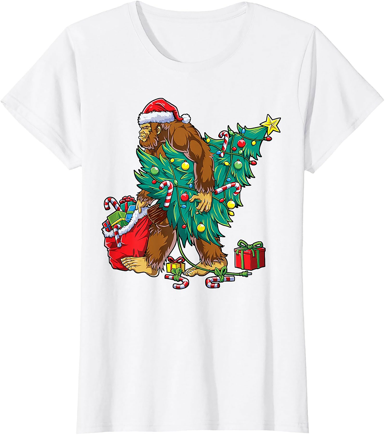 Funny Bigfoot Christmas T-shirt Sasquatch Graphic Tee
