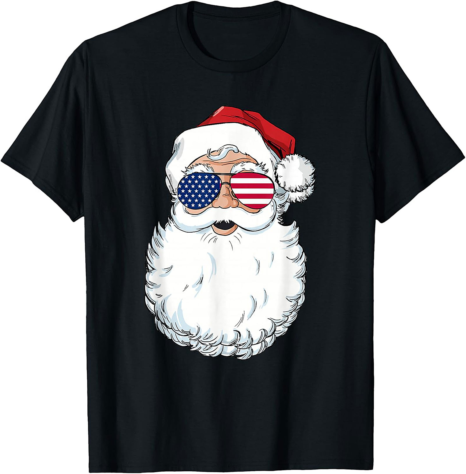Cool American Flag Santa T-shirt Patriotic Christmas Tee