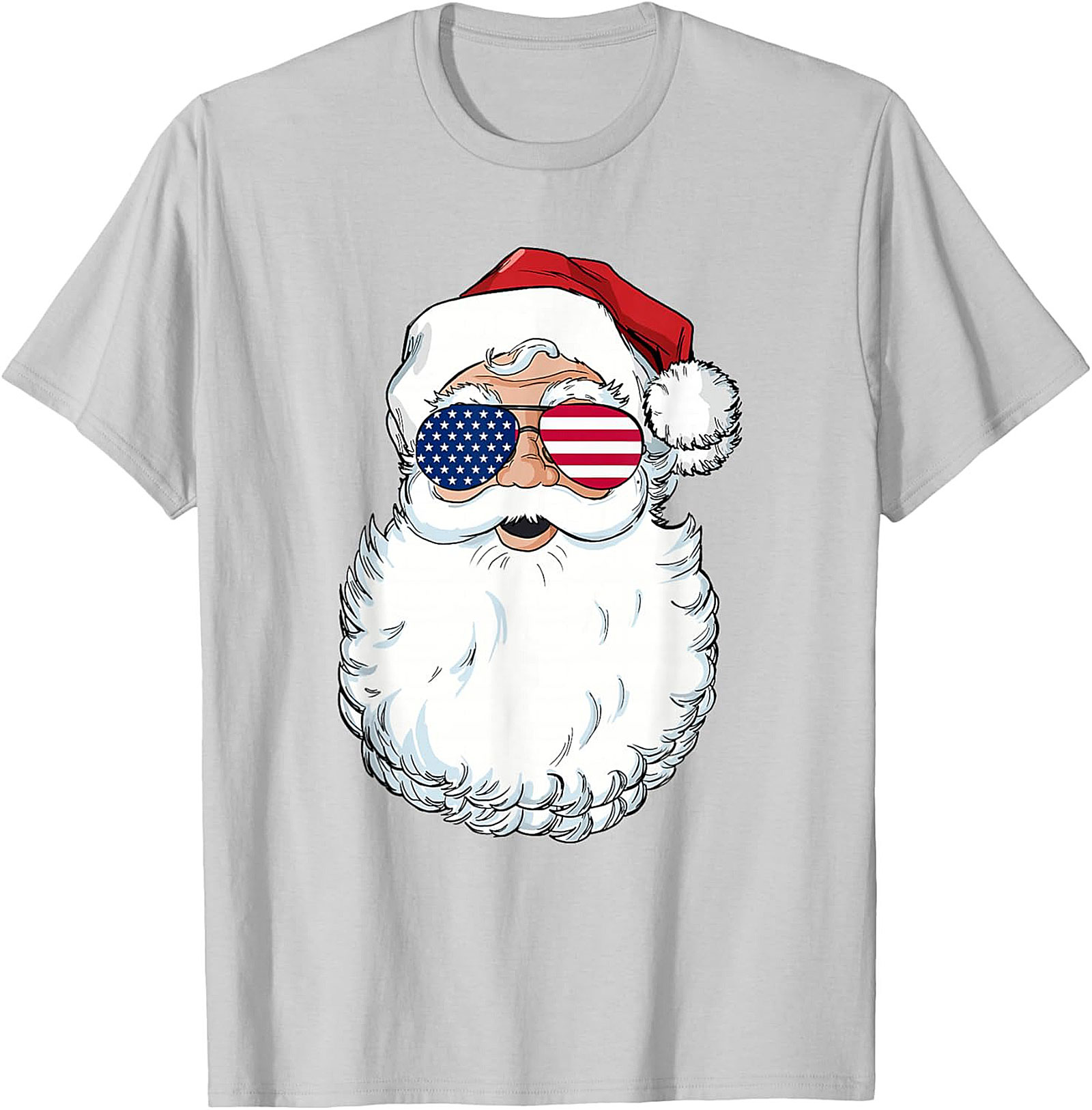Cool American Flag Santa T-shirt Patriotic Christmas Tee