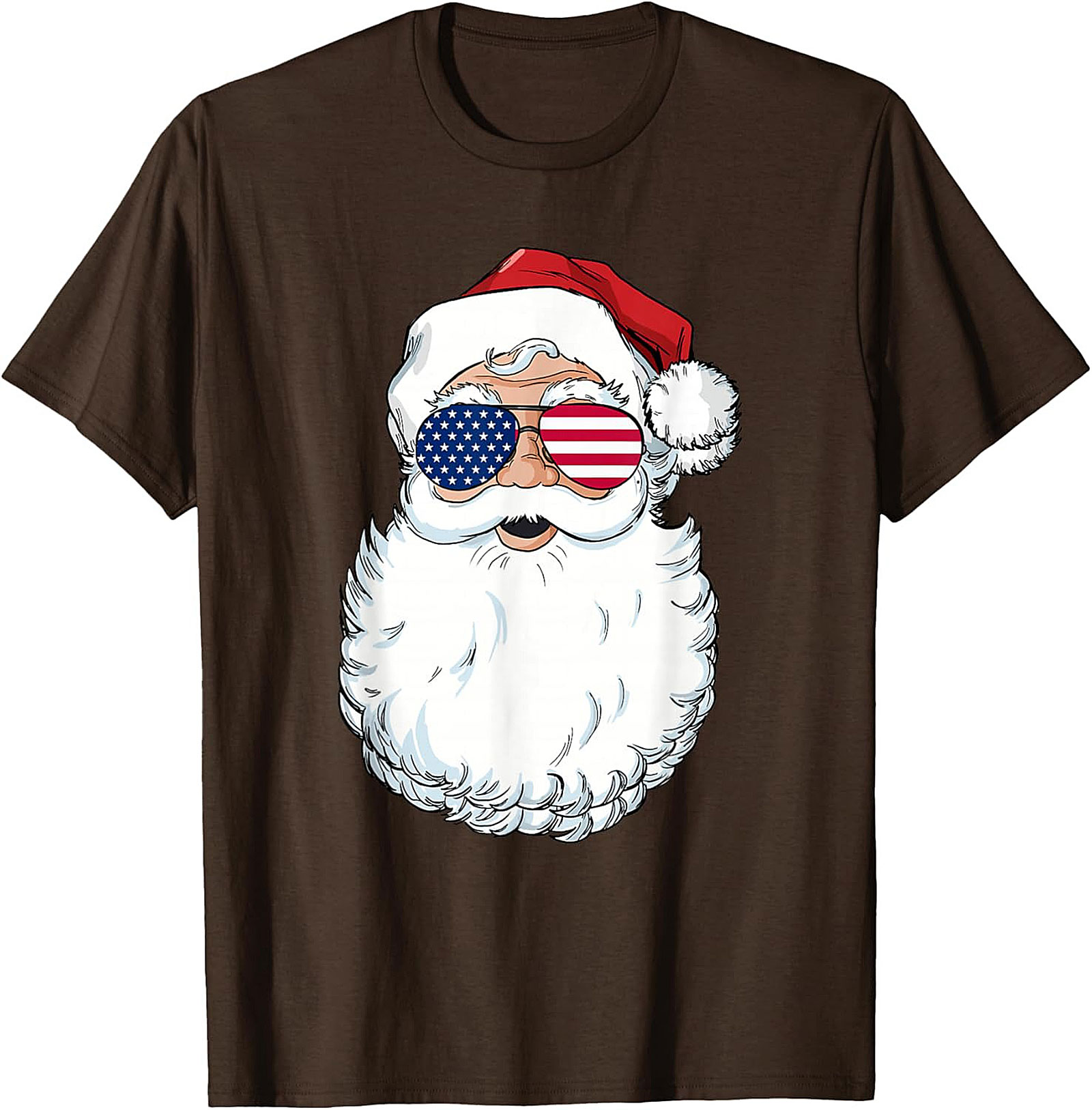Cool American Flag Santa T-shirt Patriotic Christmas Tee