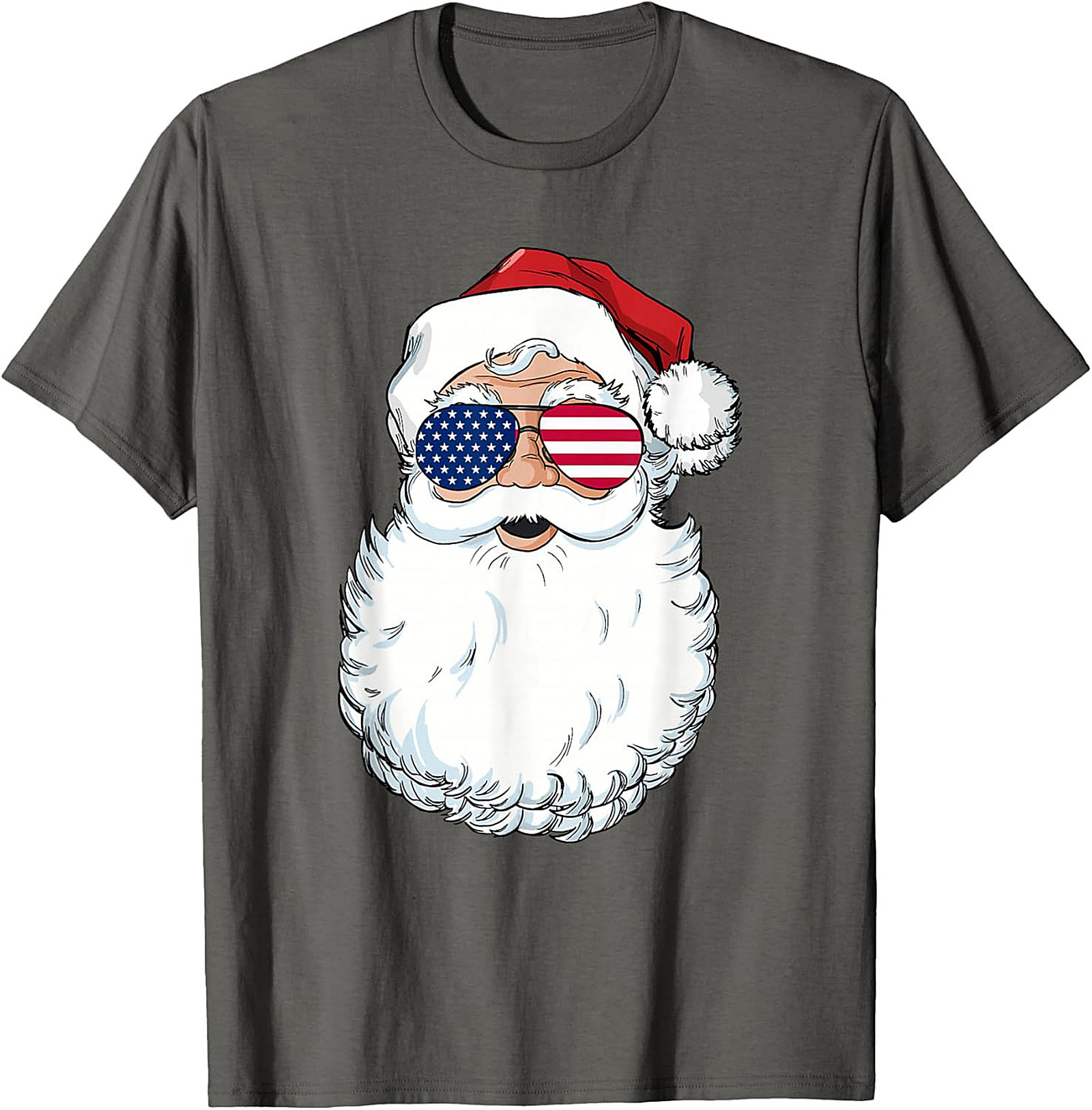 Cool American Flag Santa T-shirt Patriotic Christmas Tee