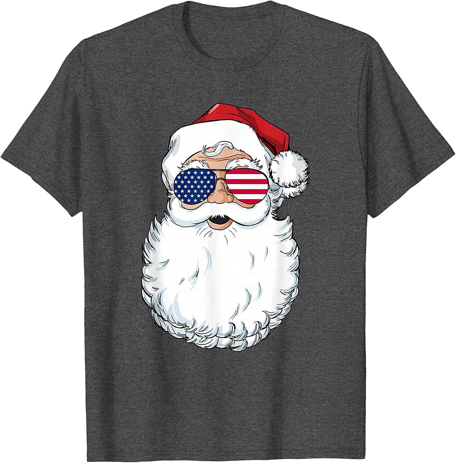 Cool American Flag Santa T-shirt Patriotic Christmas Tee