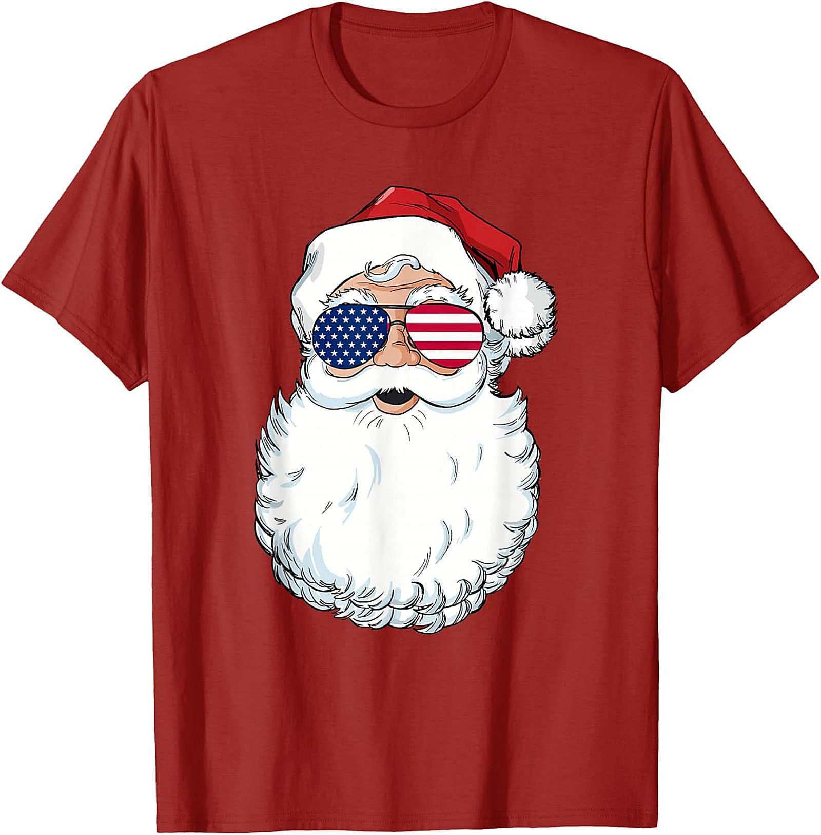 Cool American Flag Santa T-shirt Patriotic Christmas Tee