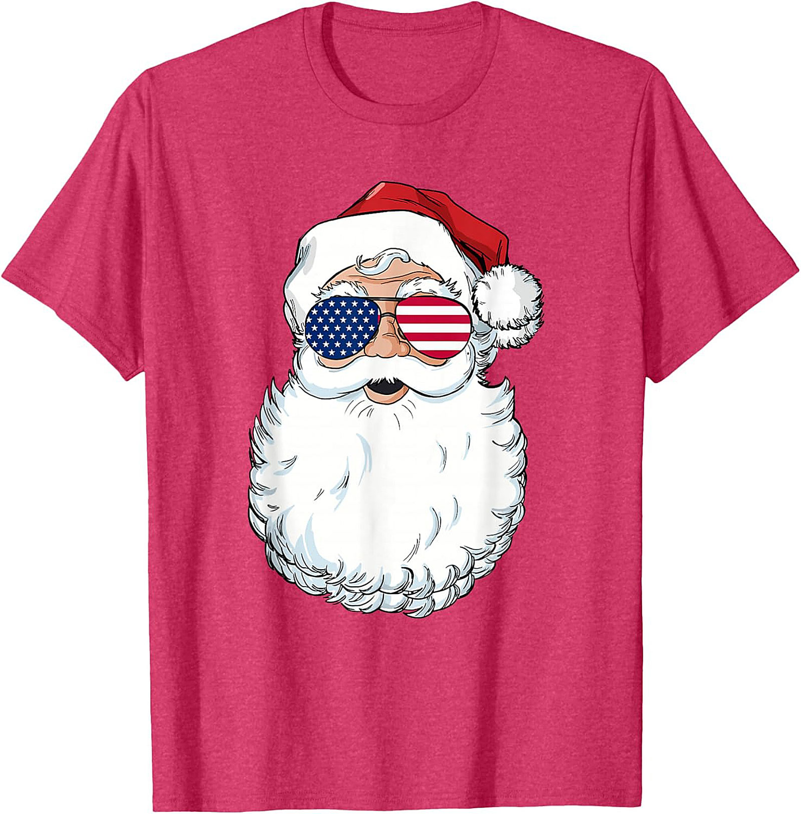Cool American Flag Santa T-shirt Patriotic Christmas Tee