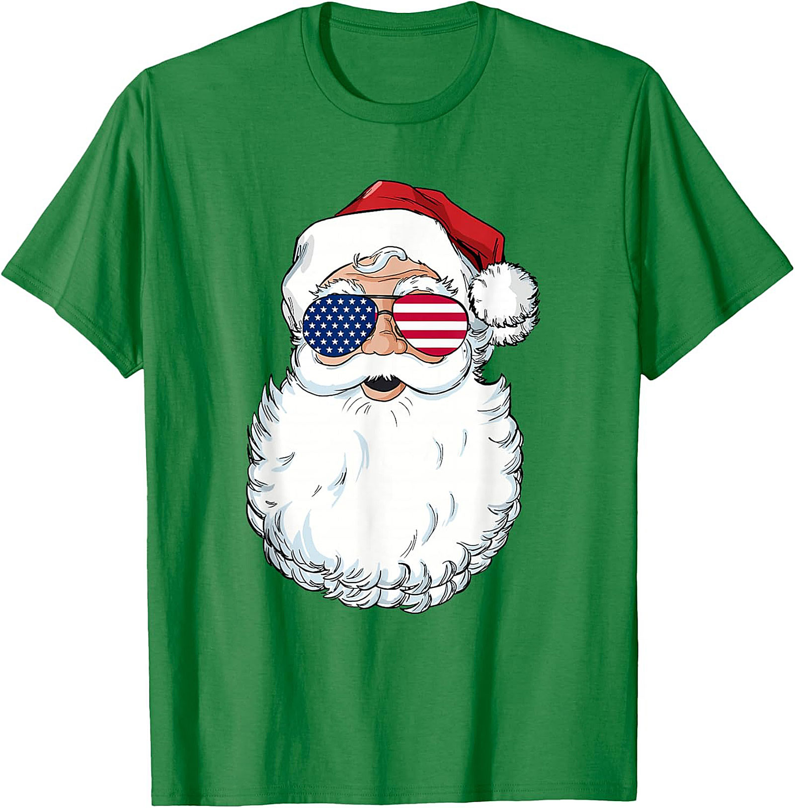 Cool American Flag Santa T-shirt Patriotic Christmas Tee