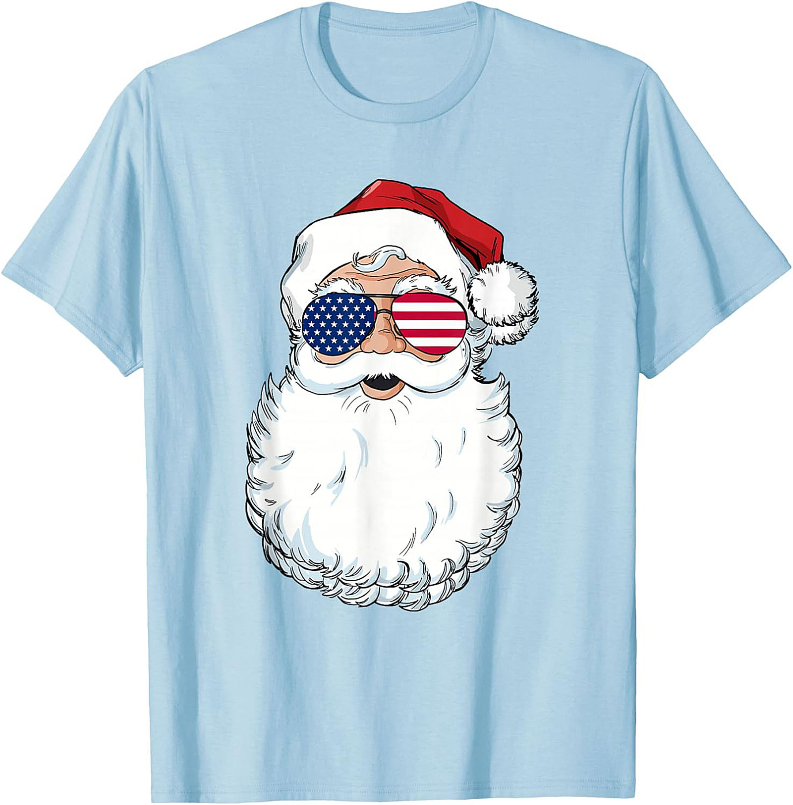 Cool American Flag Santa T-shirt Patriotic Christmas Tee