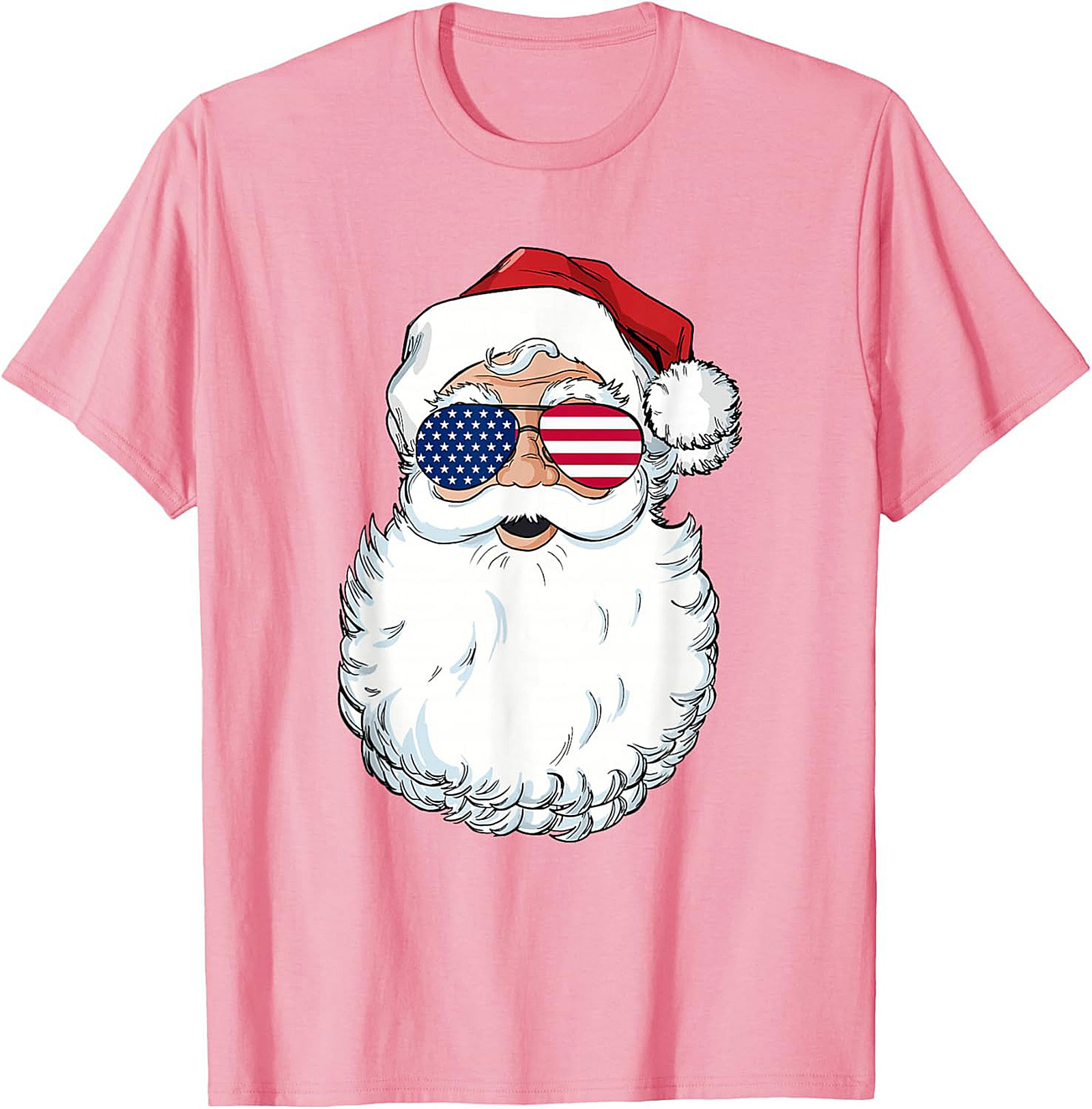 Cool American Flag Santa T-shirt Patriotic Christmas Tee