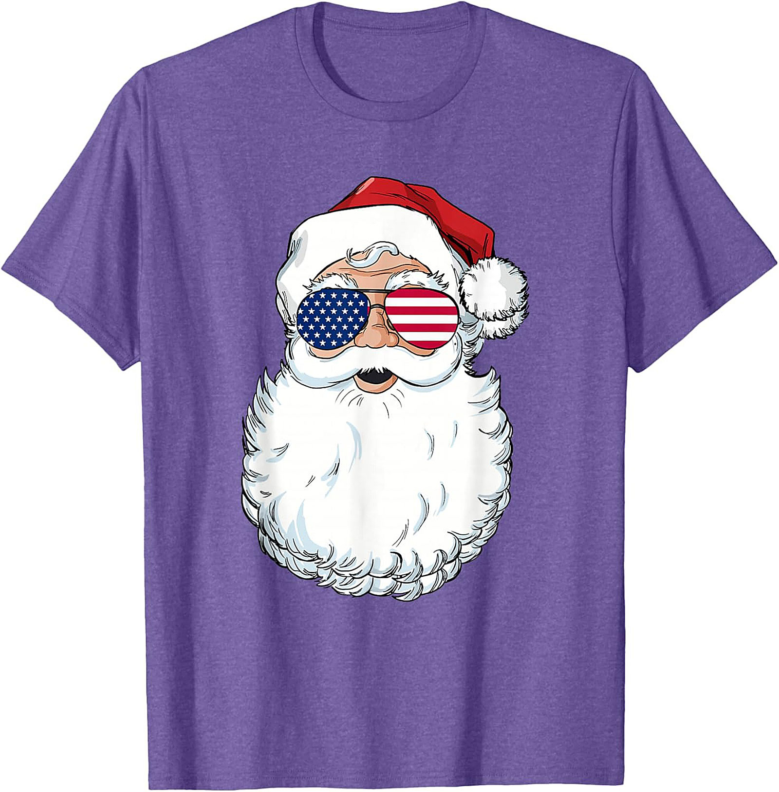 Cool American Flag Santa T-shirt Patriotic Christmas Tee