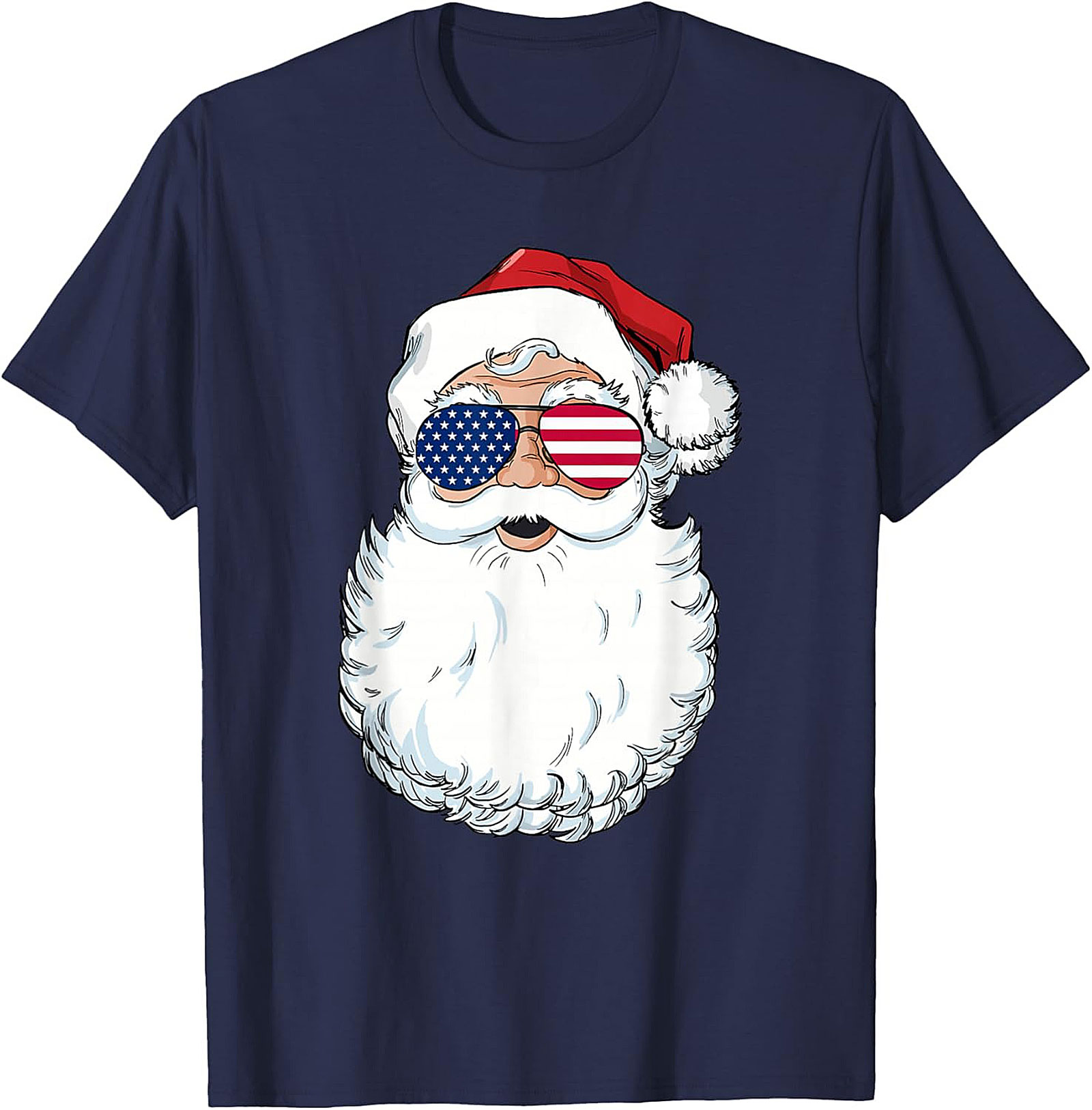 Cool American Flag Santa T-shirt Patriotic Christmas Tee