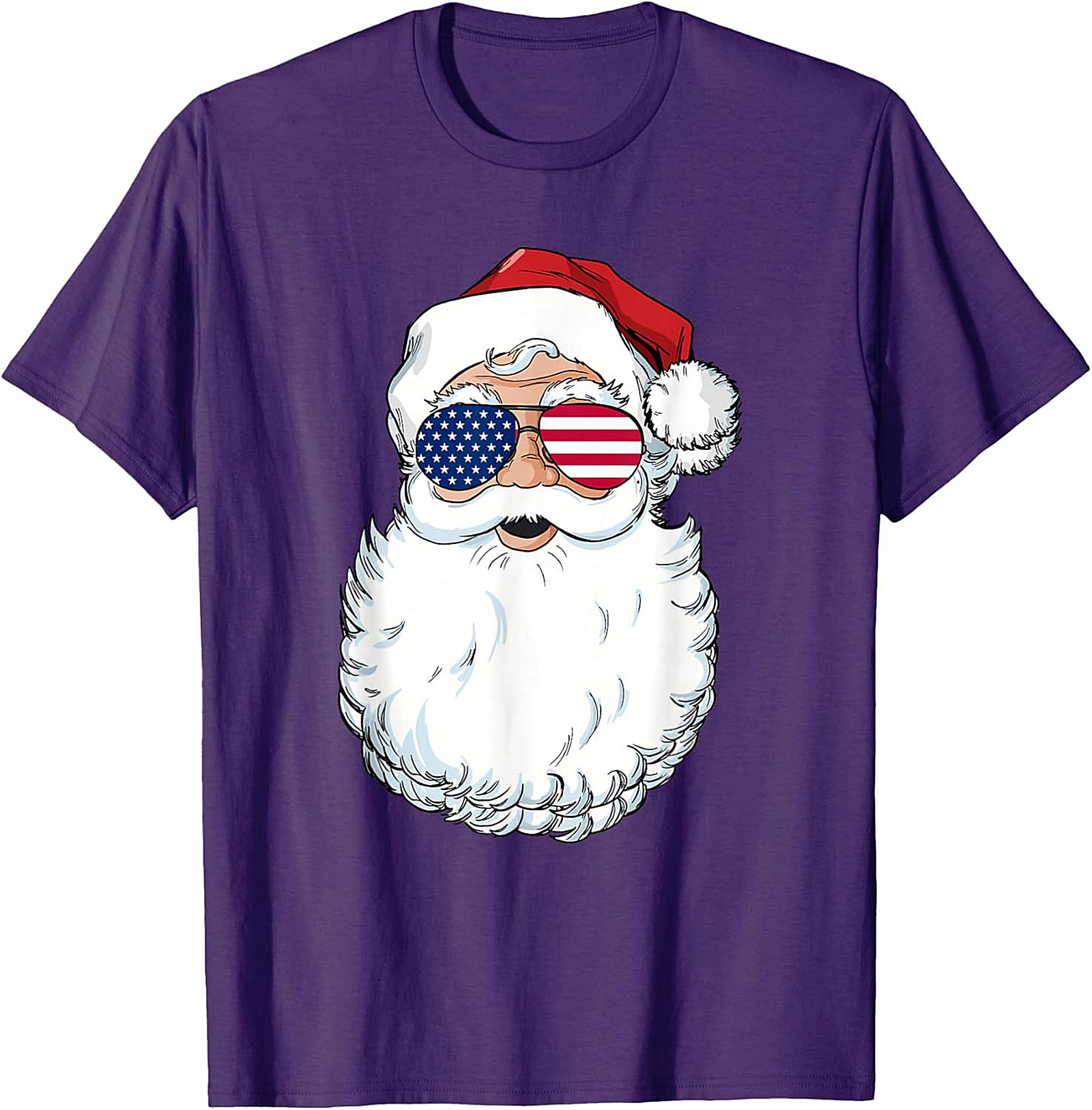 Cool American Flag Santa T-shirt Patriotic Christmas Tee