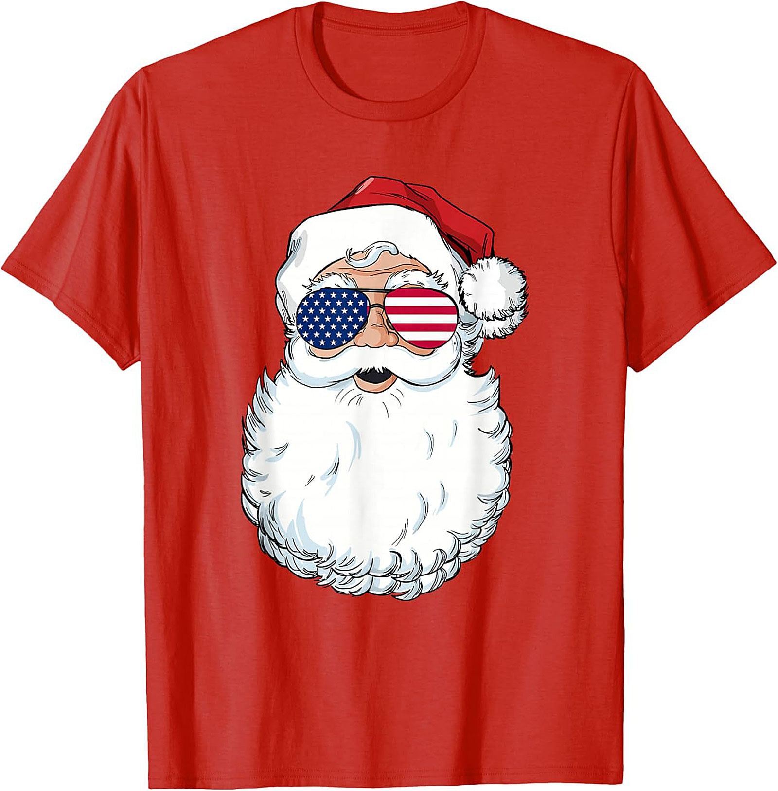 Cool American Flag Santa T-shirt Patriotic Christmas Tee